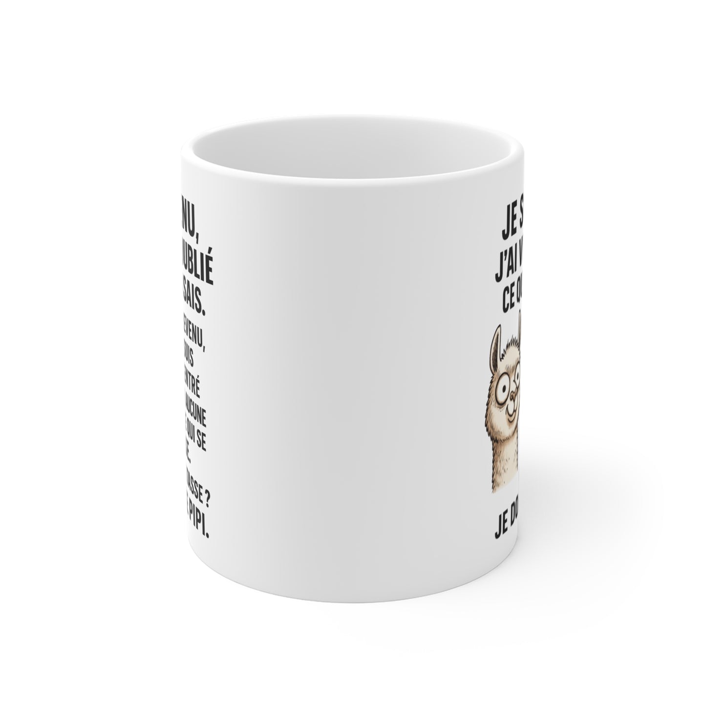 Tasse Céramique 325ml Lama “Je Suis Venu, J’ai Vu, J’ai Oublié” – Mug Humour Bureau – Cadeau Drôle