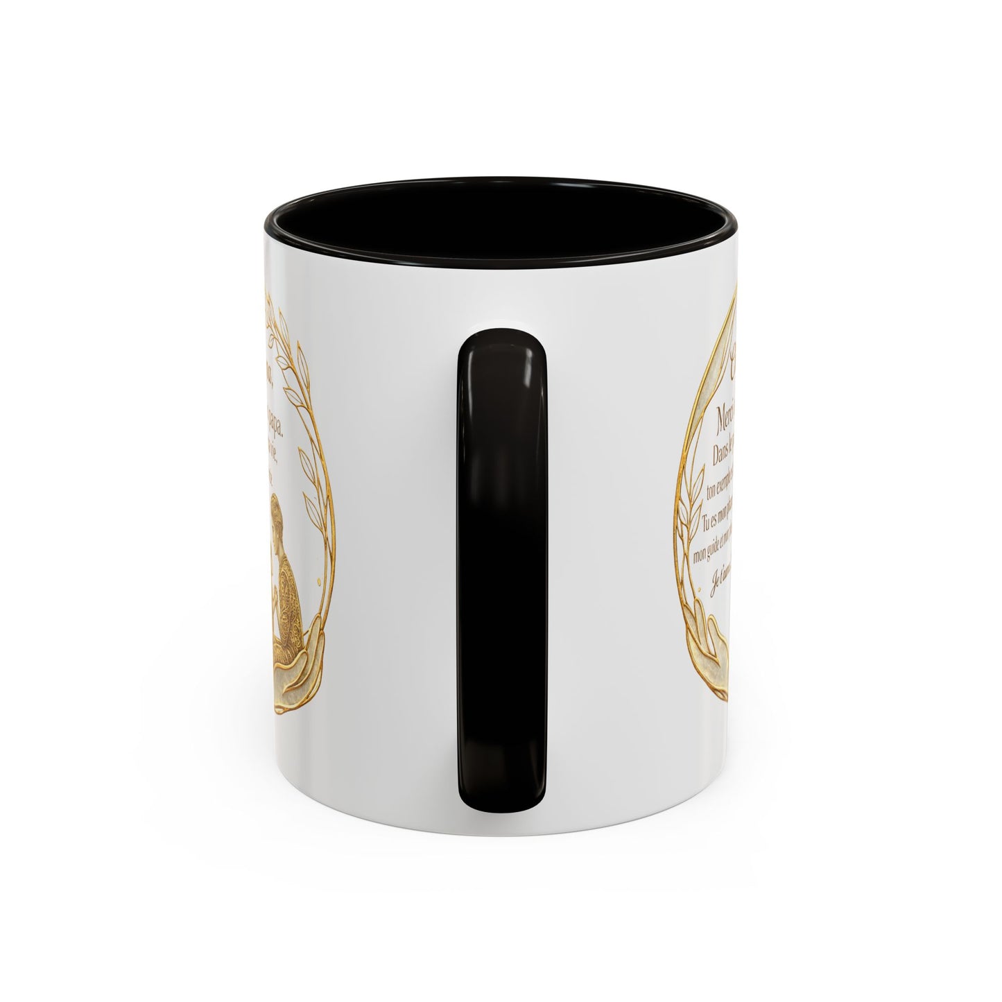 Tasse Papa Message Amour 325ml – Mug Céramique Cadeau Père Élégant Doré Citation Touchante Famille