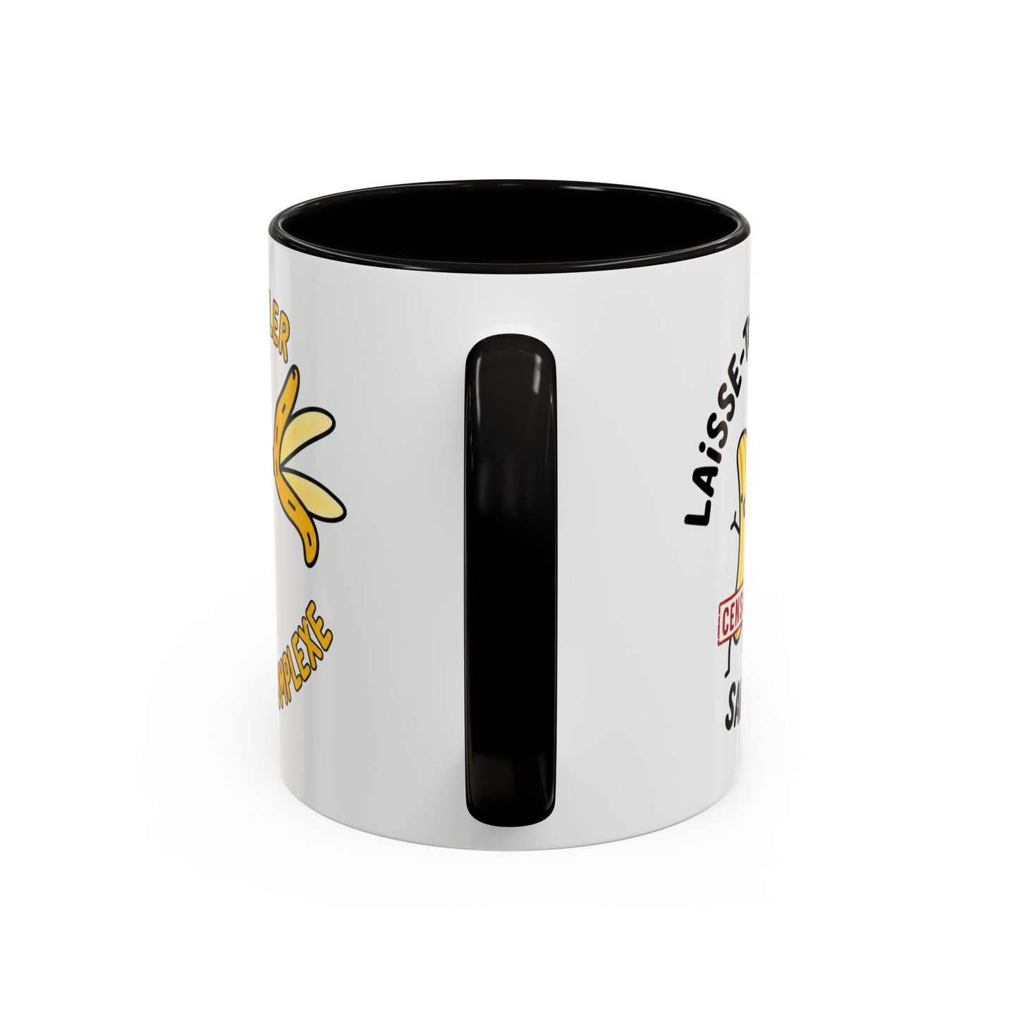 Mug Humour Banane – Laisse-Toi Aller Sans Complexe – Tasse Drôle et Décalée Cadeau Original Fun Céramique 325ml Noir Jaune