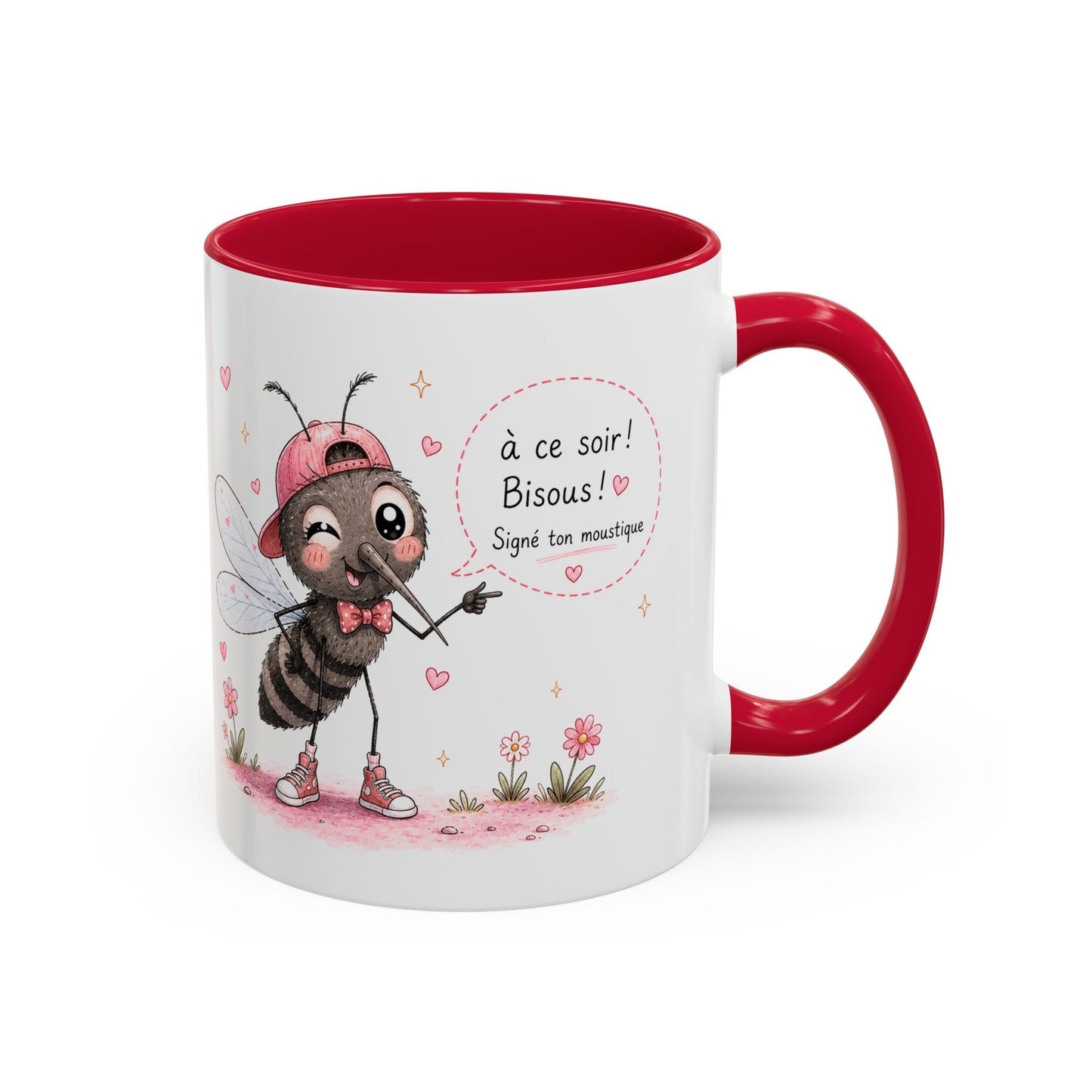 Tasse À Ce Soir ! Bisous ! Signé Ton Moustique – Mug Moustique Humour Kawaii – Cadeau Drôle Homme Femme 325ml