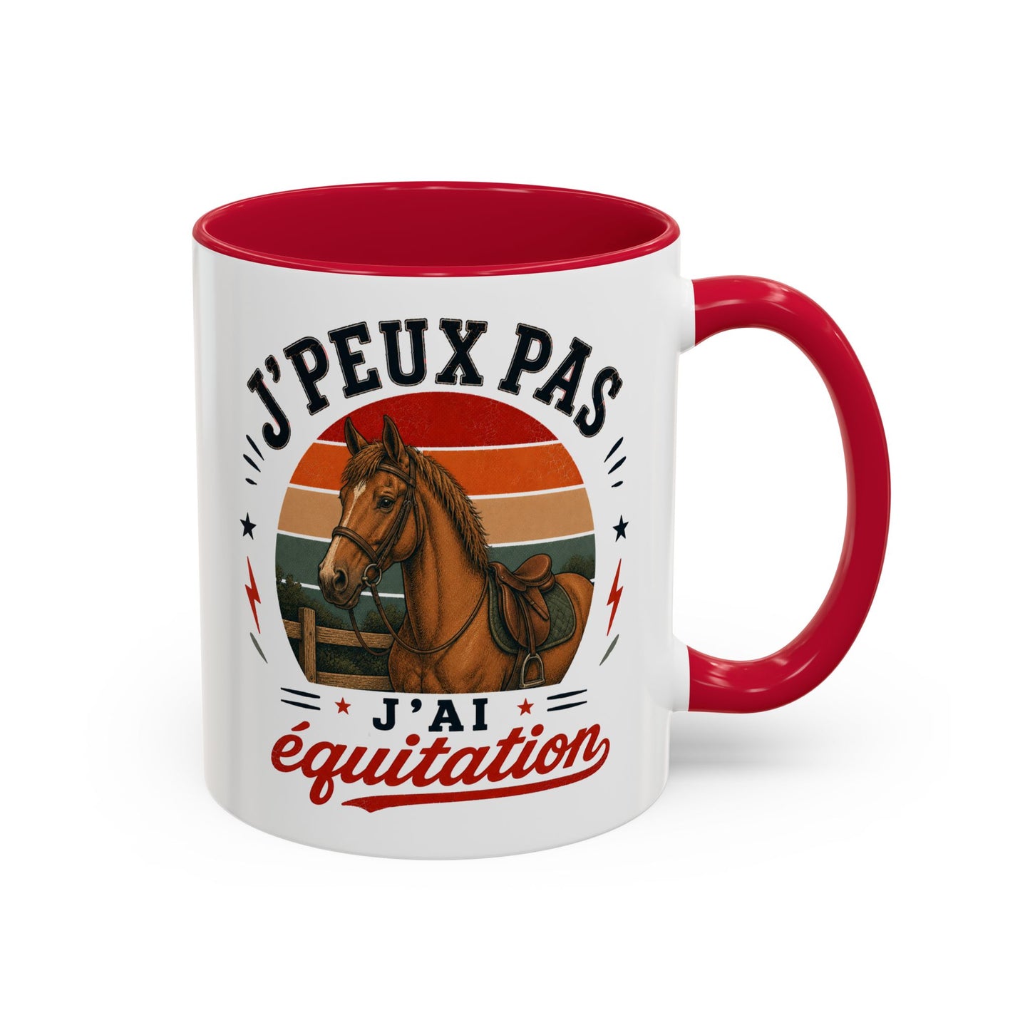 Tasse J’Peux Pas J’Ai Équitation – Mug Humour Cheval Vintage – Cadeau Cavalière Cavalier 325ml