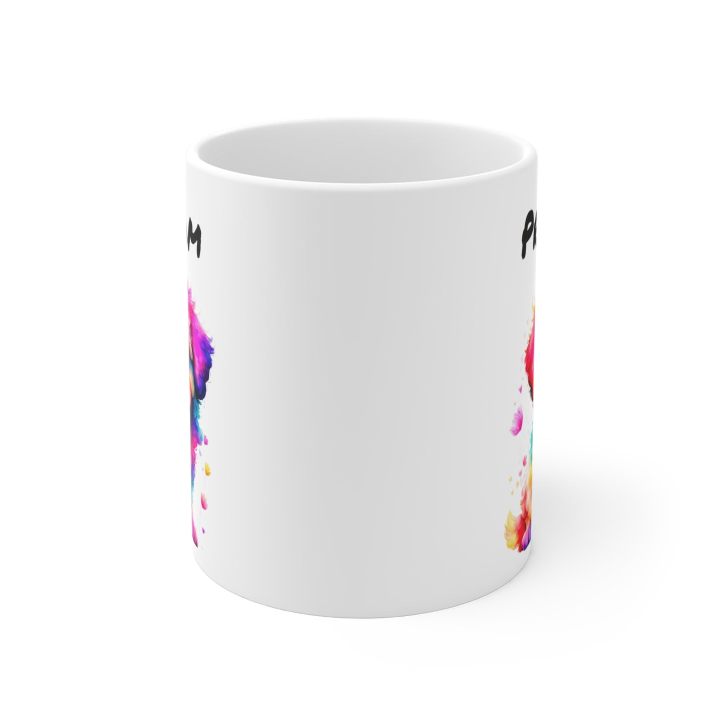 Mug Personnalisé Chiot Coloré 325ml – Tasse Céramique Prénom Chien Arc-en-Ciel Style Aquarelle – Cadeau Animal Mignon