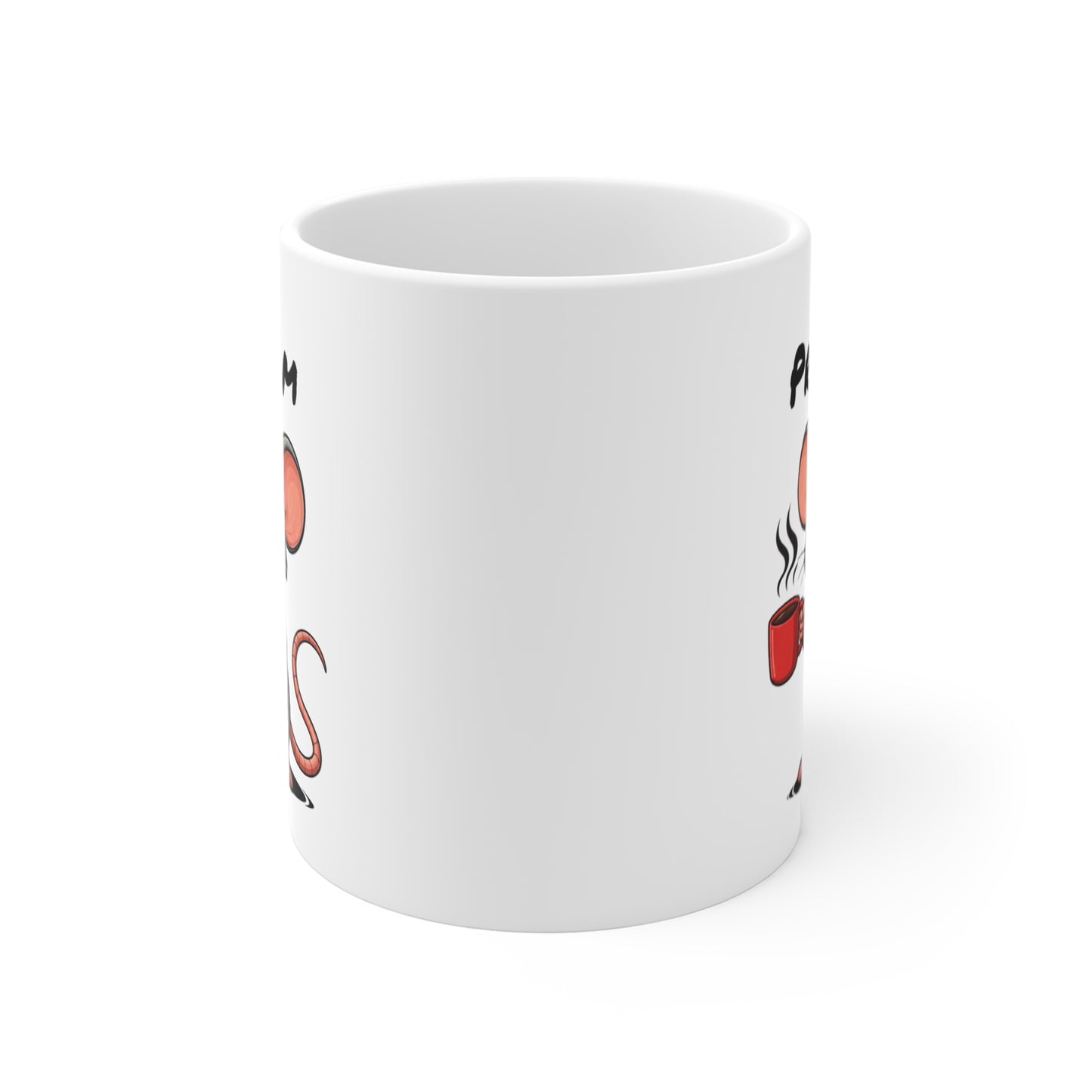 Tasse Souris Fatiguée avec Café – Mug Humour Animal Mignon – Illustration Cartoon 325ml – Idée Cadeau Originale
