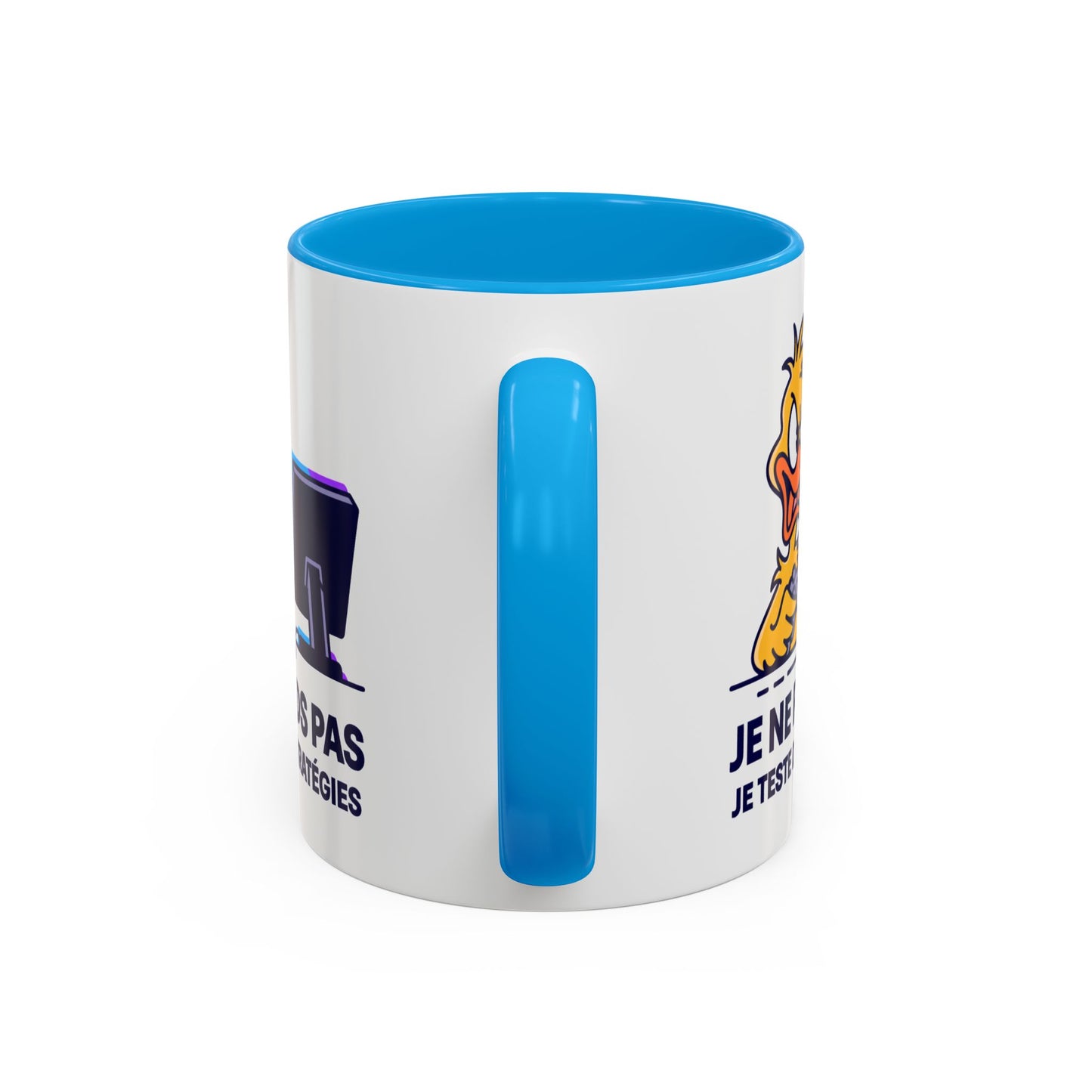 Mug Gamer Humour Canard – Je Ne Perds Pas Je Teste Des Stratégies – Tasse Gaming Drôle Console Jeux Vidéo – Cadeau Gamer Homme Femme – Céramique 325ml Noir Bleu Rouge
