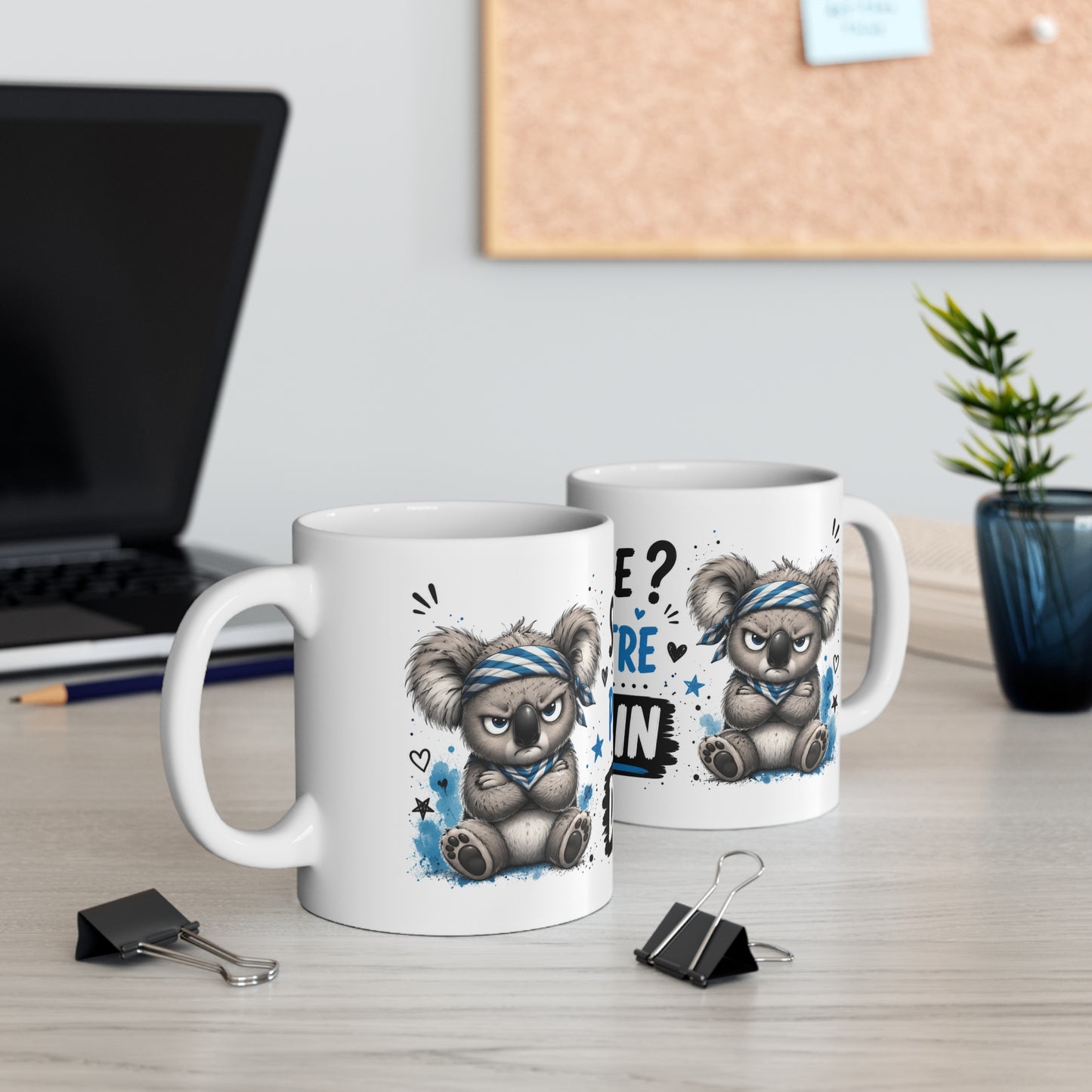 Tasse Sourire Peut Être Demain – Mug Koala Grognon Humour – Cadeau Homme Femme 325ml