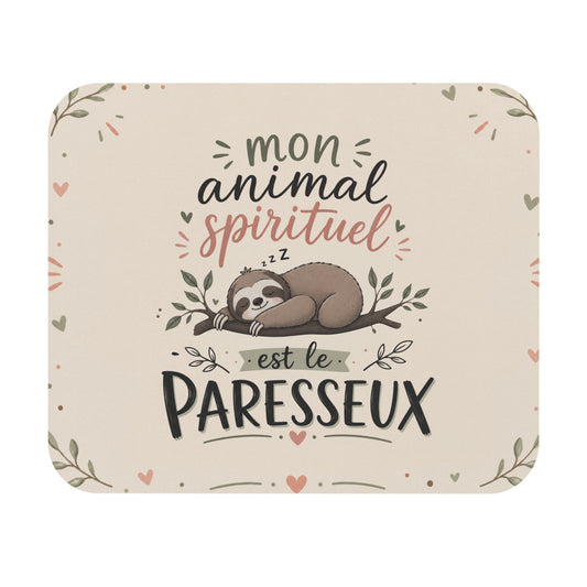 Tapis de Souris 22x18 cm Mon Animal Spirituel est le Paresseux – Cadeau Humour Paresseux Sieste Fatigue