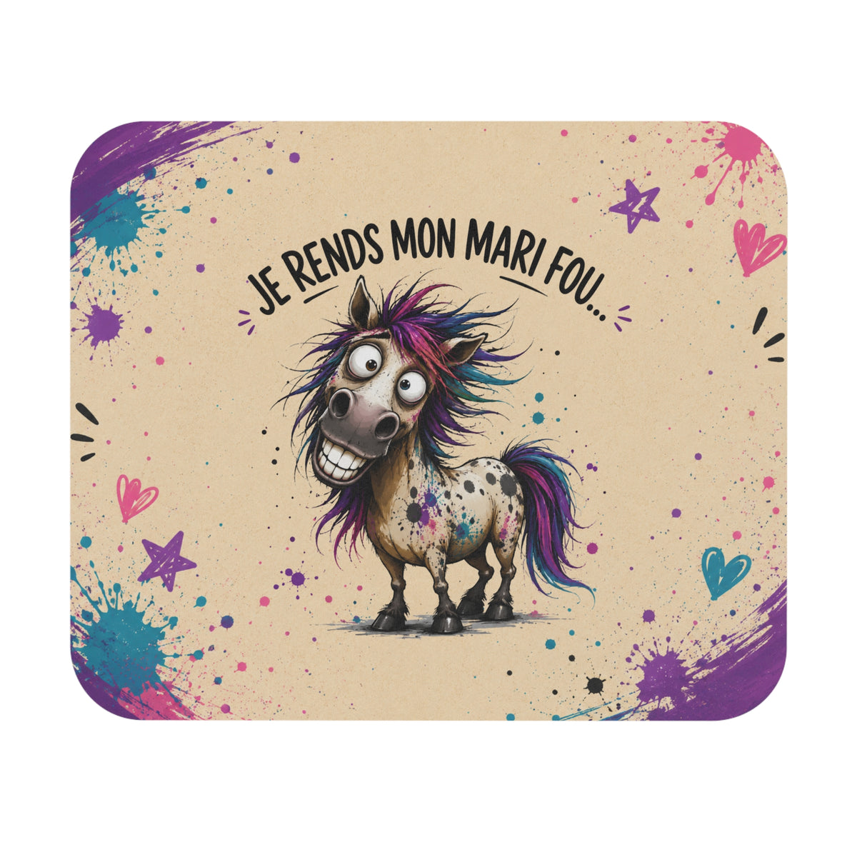 Tapis de Souris 22x18cm Je Rends Mon Mari Fou – Cheval Drôle – Cadeau Humour pour Mari et Couple