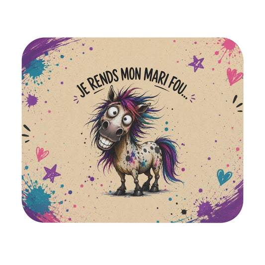 Tapis de Souris 22x18cm Je Rends Mon Mari Fou – Cheval Drôle – Cadeau Humour pour Mari et Couple