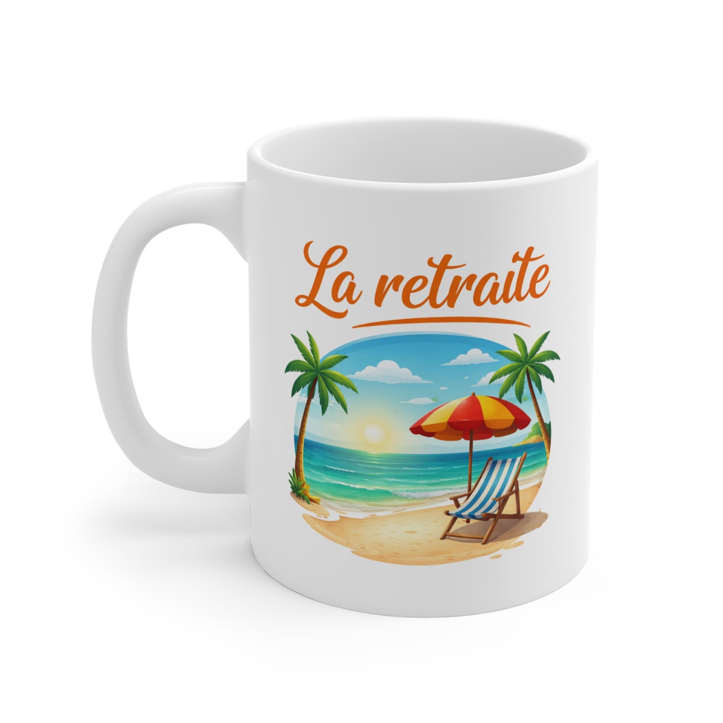Tasse Retraite Plage – Mug La Retraite Soleil Mer Transat – Cadeau Départ Retraite 325ml