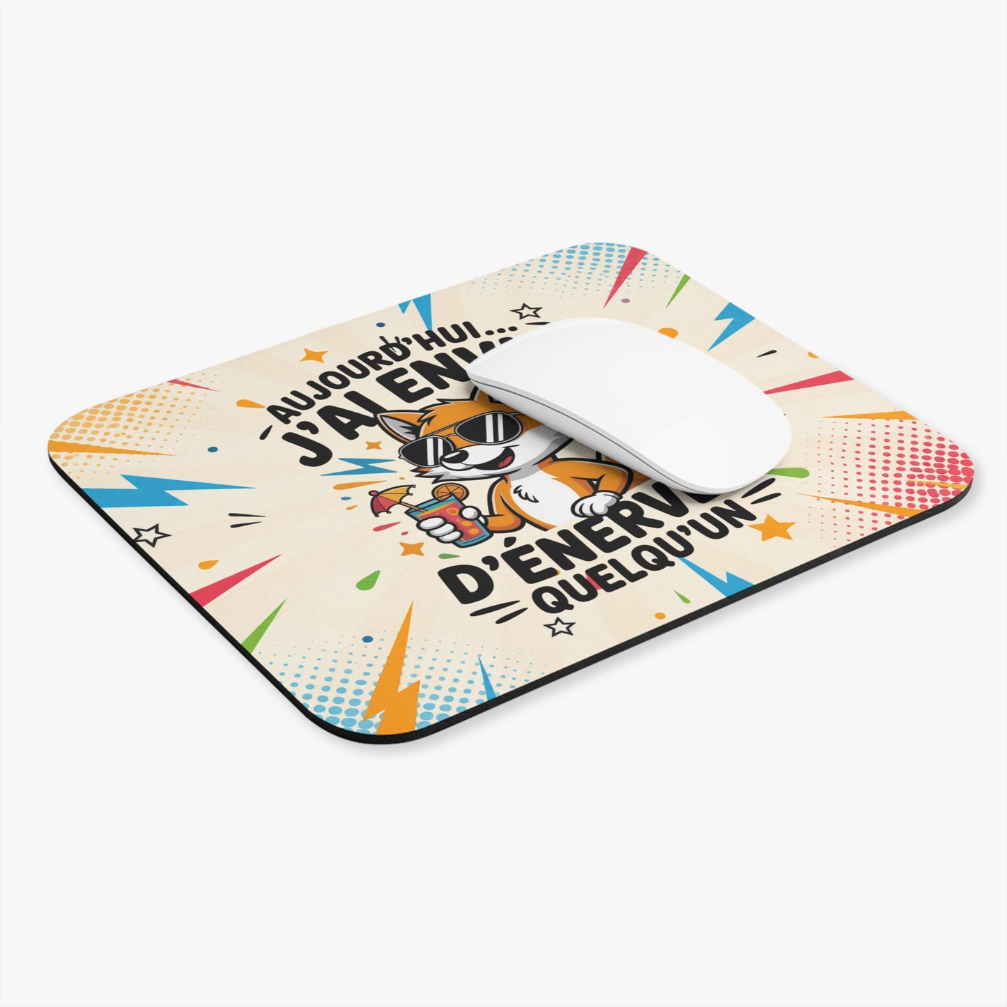 Tapis de Souris 22x18cm Humour Aujourd'hui J'ai Envie d'Énerver Quelqu'un Renard Drôle Cadeau Homme Femme Bureau Gaming