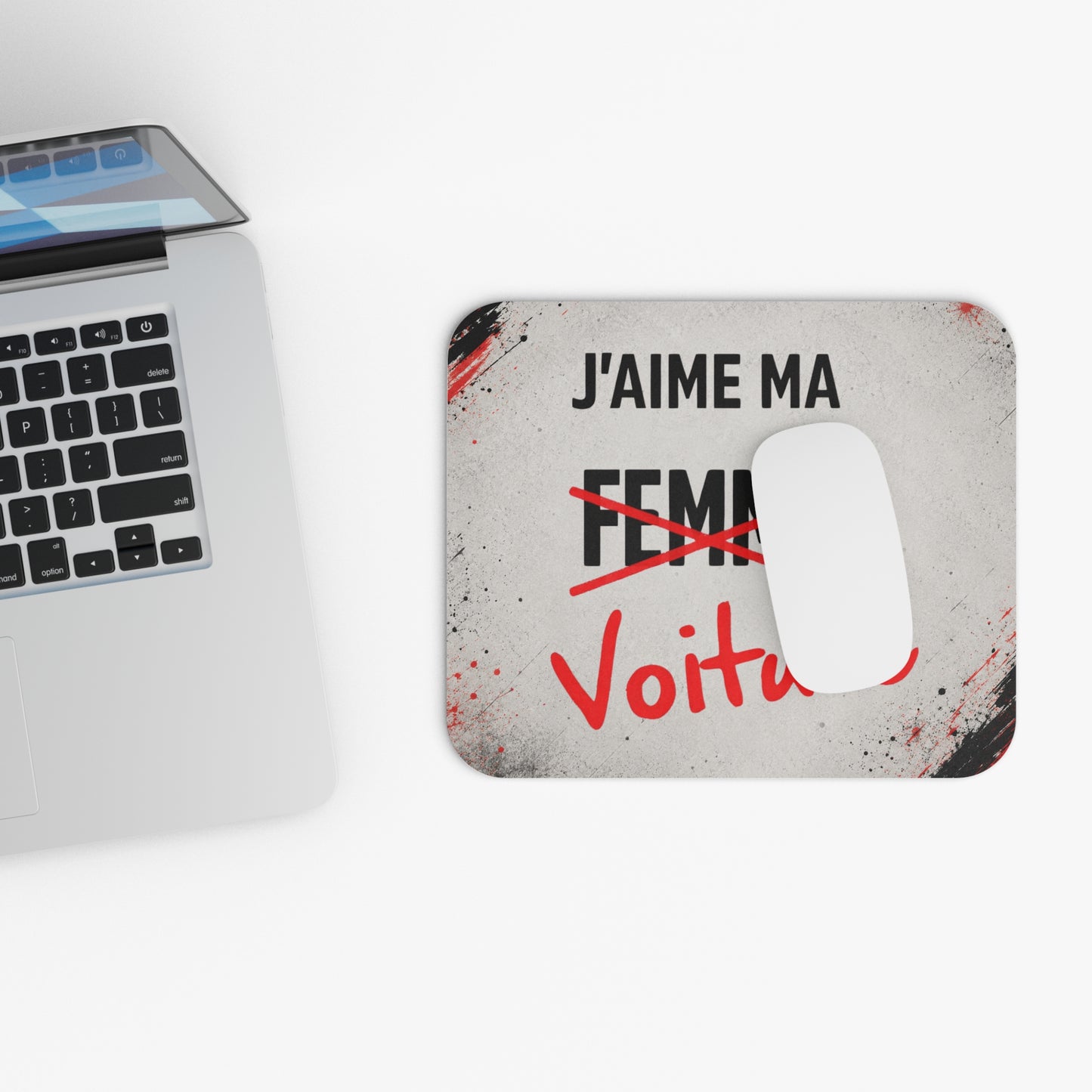 Tapis de Souris 22x18cm J'Aime Ma Voiture Humour Automobile Cadeau Conducteur Homme Femme Passion Voiture Bureau Gaming Accessoire Original