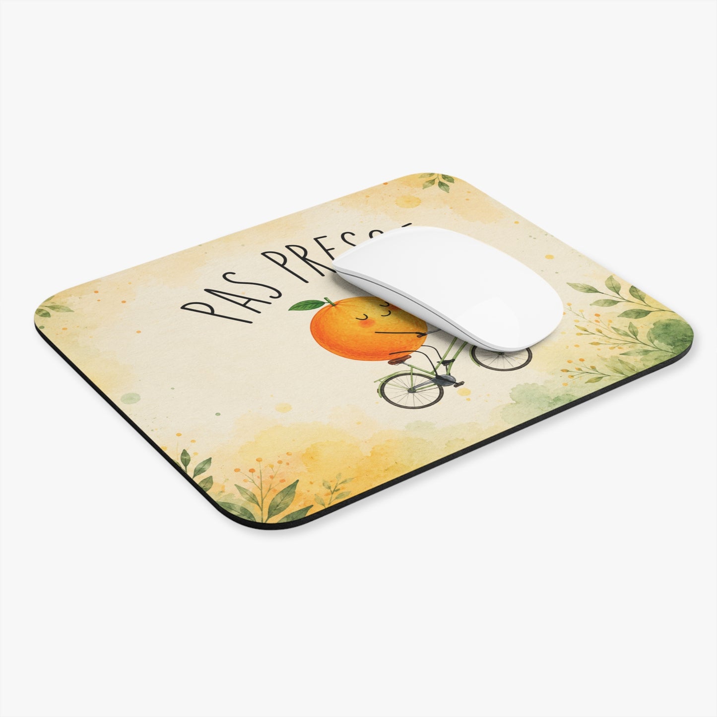 Tapis de Souris 22x18cm Pas Pressé – Orange à Vélo – Design Drôle et Mignon – Cadeau Original Homme et Femme