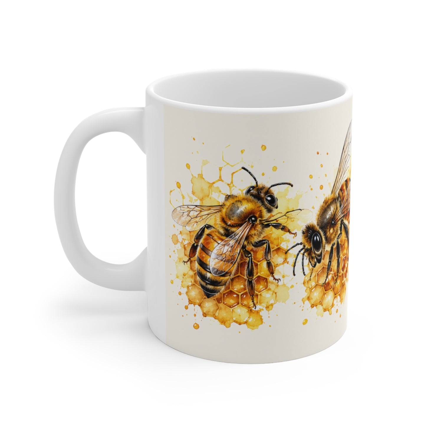 Tasse Abeilles et Miel – Mug Nature Ruche et Alvéoles – Cadeau Femme Homme Apiculteur 325ml