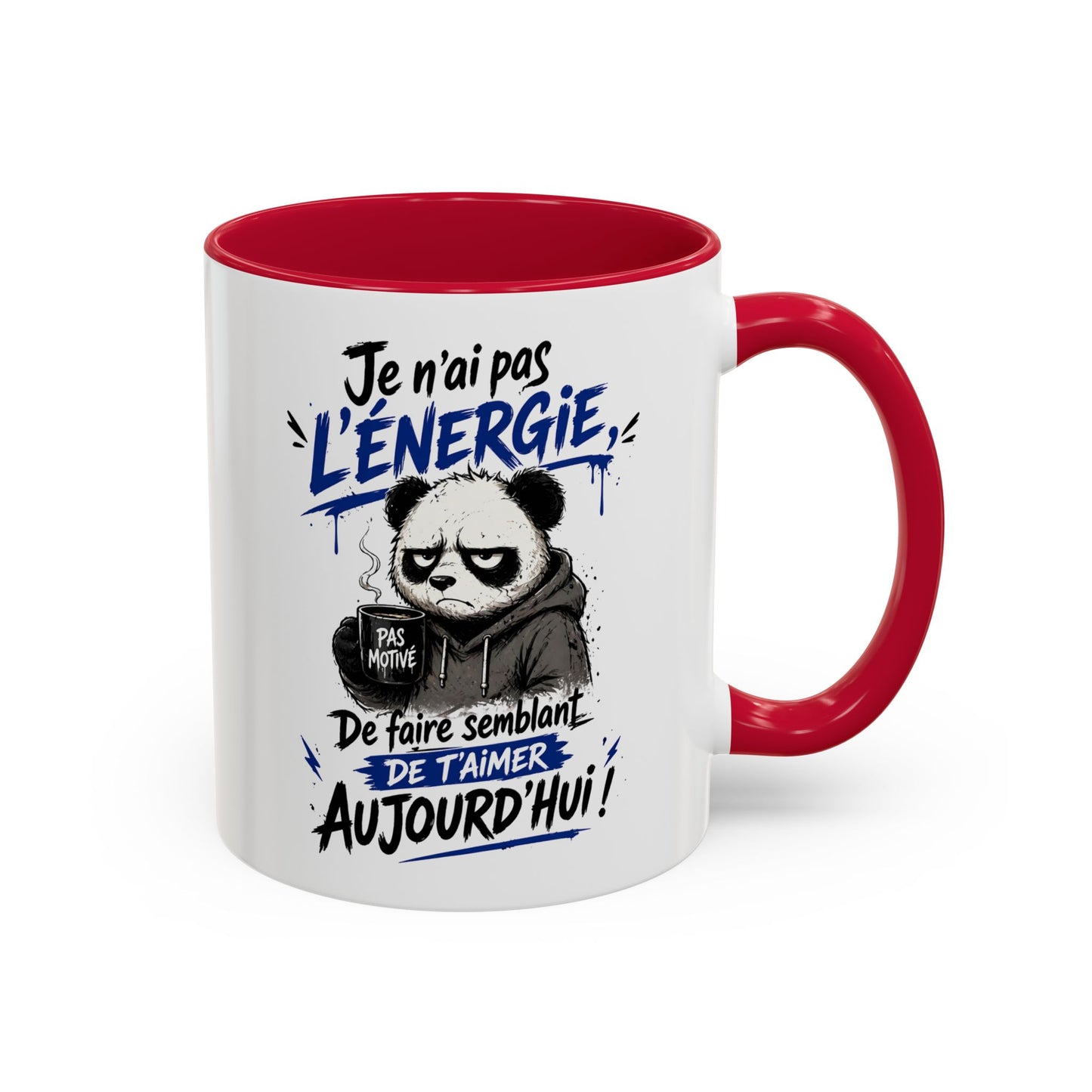 Mug Panda Fatigué Humoristique – Je n’ai pas l’énergie de faire semblant aujourd’hui – Tasse Café Drôle Motivation 325ml