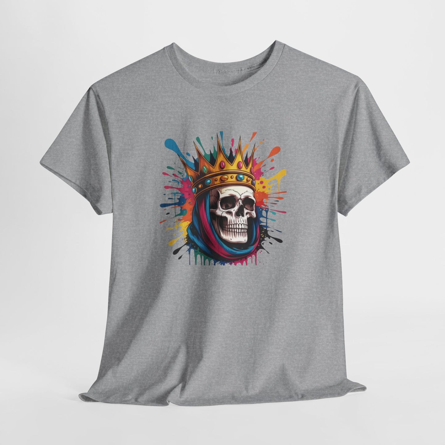 T-Shirt Crâne Couronne Adulte – Skull King Street Art – Tee Shirt Graphique Urbain Noir Blanc Gris Cadeau Original