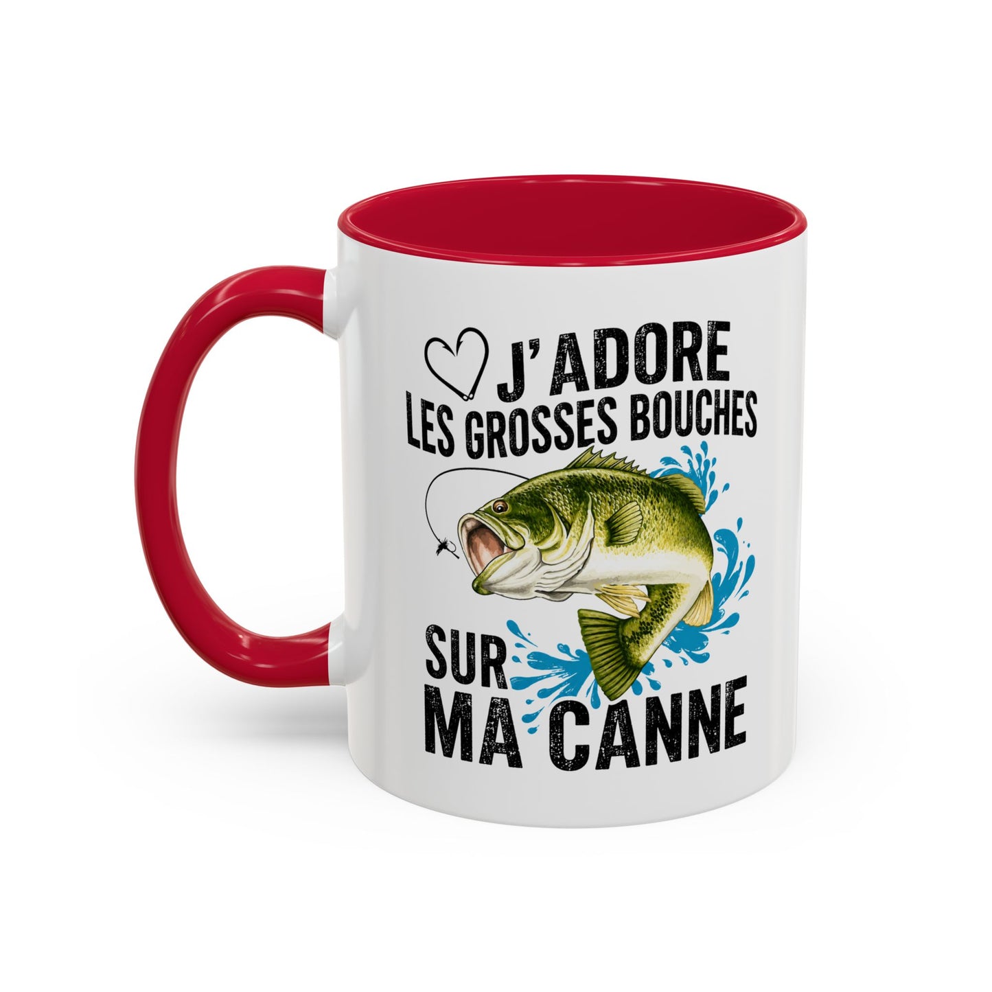 Mug Pêche Grosses Bouches – Tasse Humoristique Poisson – Cadeau Homme Pêcheur Passionné – 325 ml Noir Bleu Rouge