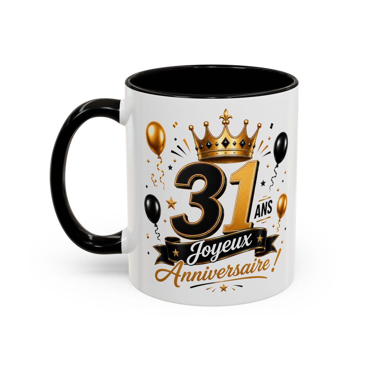 Mug Joyeux 31 Ans – Tasse Anniversaire 31 Ans – Cadeau Original pour Femme Homme – Idée Cadeau 31e Anniversaire Noir Bleu Rouge