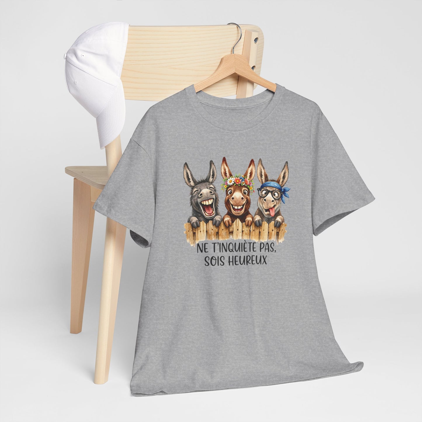 Tee-Shirt Homme et Femme Humour – Ânes Drôles et Rigolos – Cadeau Original Amusant pour Amoureux des Animaux