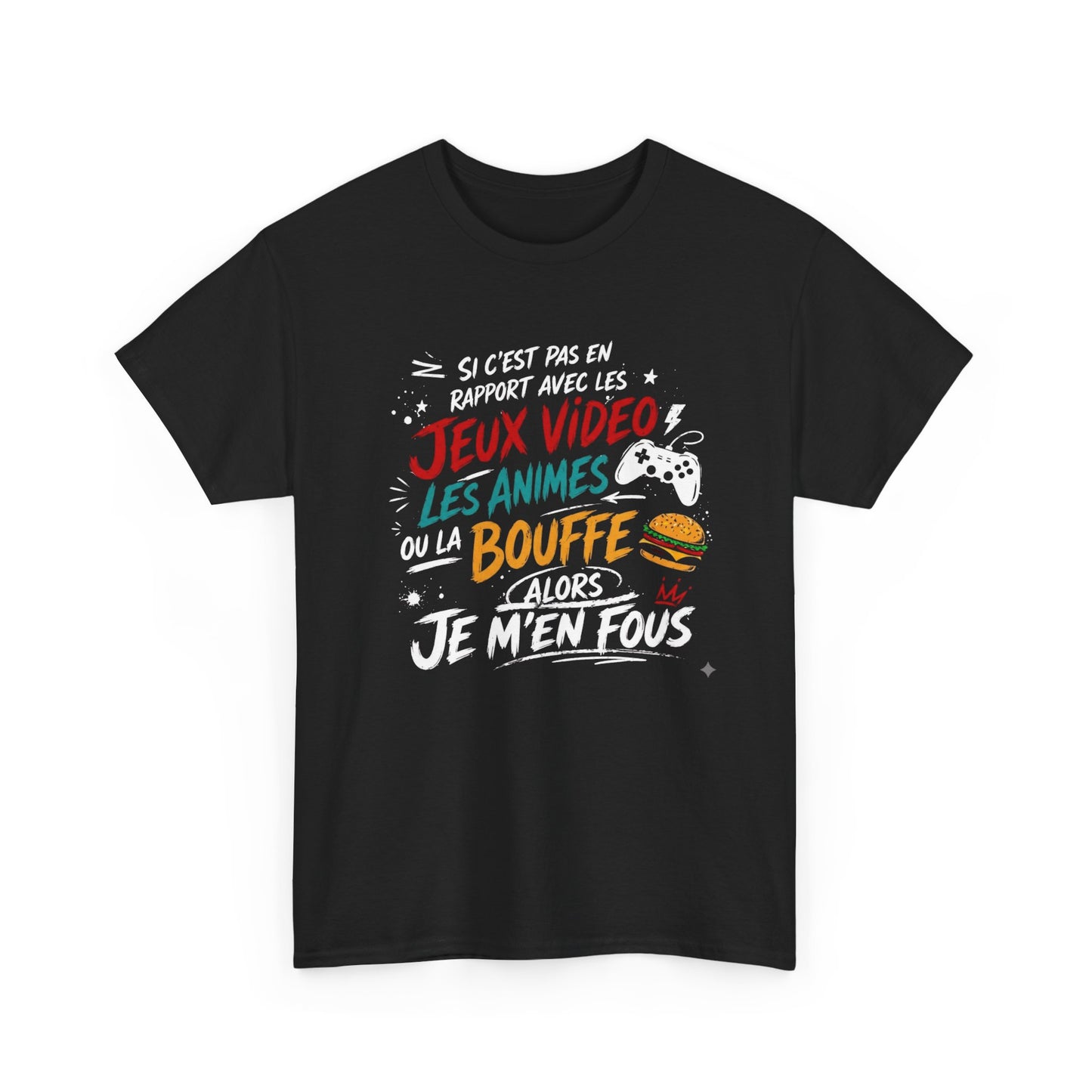 T-Shirt Gamer Homme Humour Jeux Vidéo Anime Bouffe – Alors Je M’en Fous – Cadeau Geek Gaming
