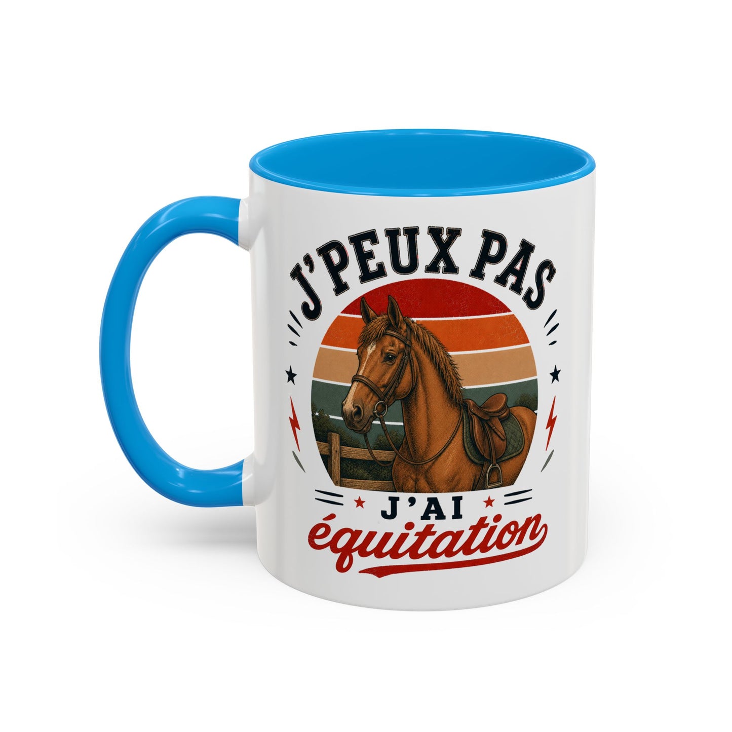 Tasse J’Peux Pas J’Ai Équitation – Mug Humour Cheval Vintage – Cadeau Cavalière Cavalier 325ml