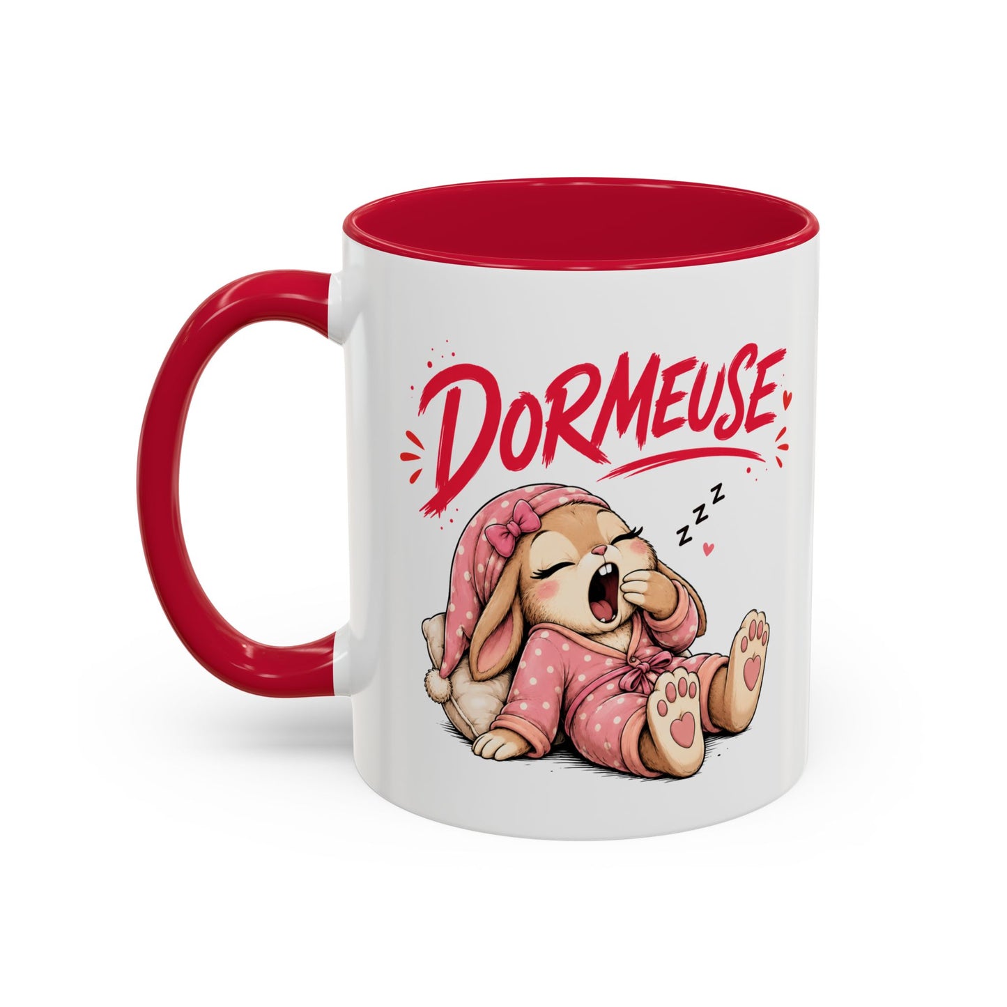Tasse Dormeuse – Mug Humour Femme Fille avec Lapine Endormie – Cadeau Original 325ml