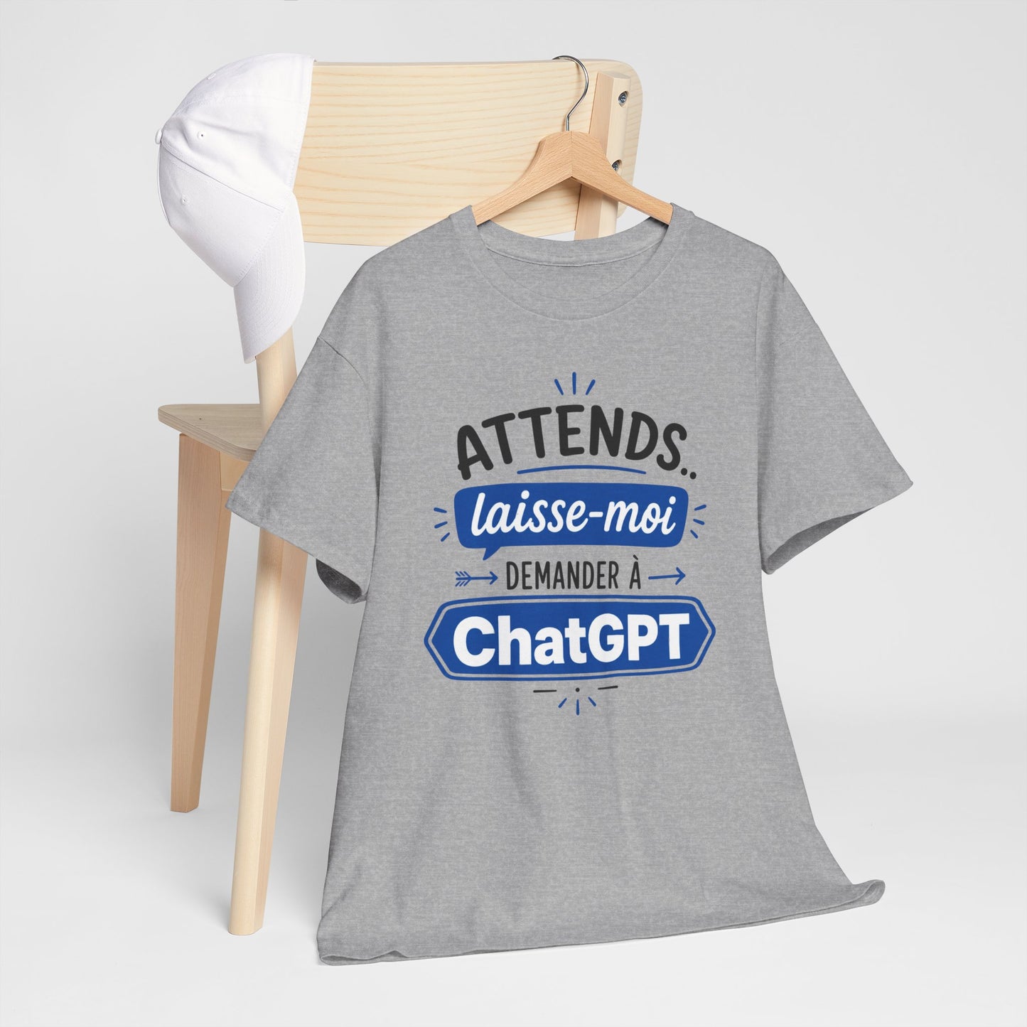 Tee-Shirt Humour Intelligence Artificielle – Attends Laisse-Moi Demander à l’IA – Cadeau Geek Informatique Homme et Femme