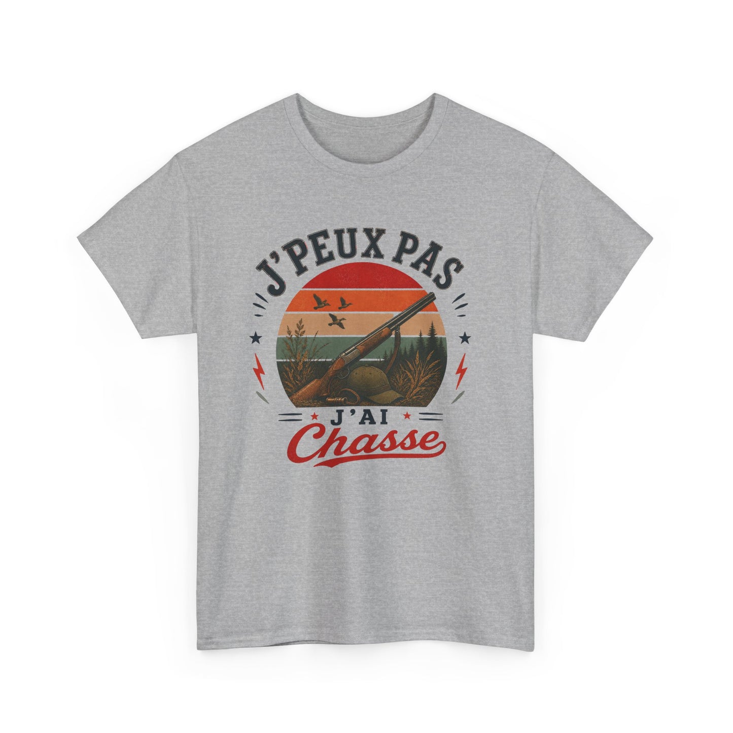 T-Shirt J’Peux Pas J’Ai Chasse – Tee Shirt Humour Chasseur Vintage – Cadeau Passion Nature Homme
