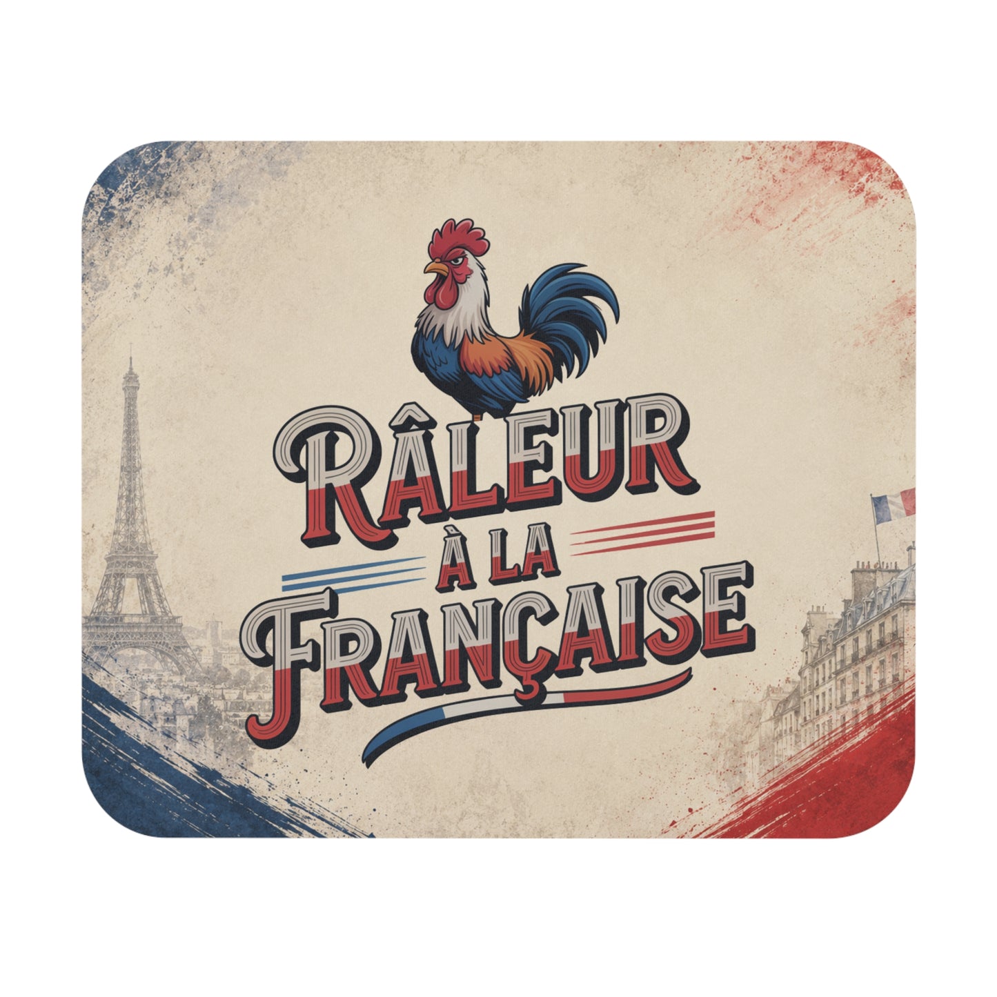 Tapis de Souris 22x18cm Râleur à la Française Humour France Coq Français Cadeau Homme et Femme Bureau Gaming
