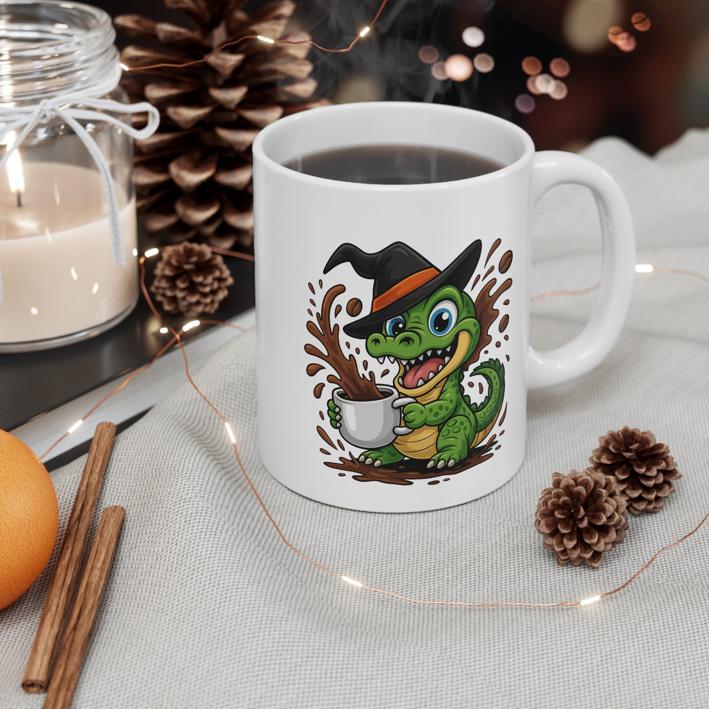 Mug Céramique Crocodile Sorcier Café – Tasse Halloween Animaux Mignonne 325ml – Cadeau Original Thé Chocolat