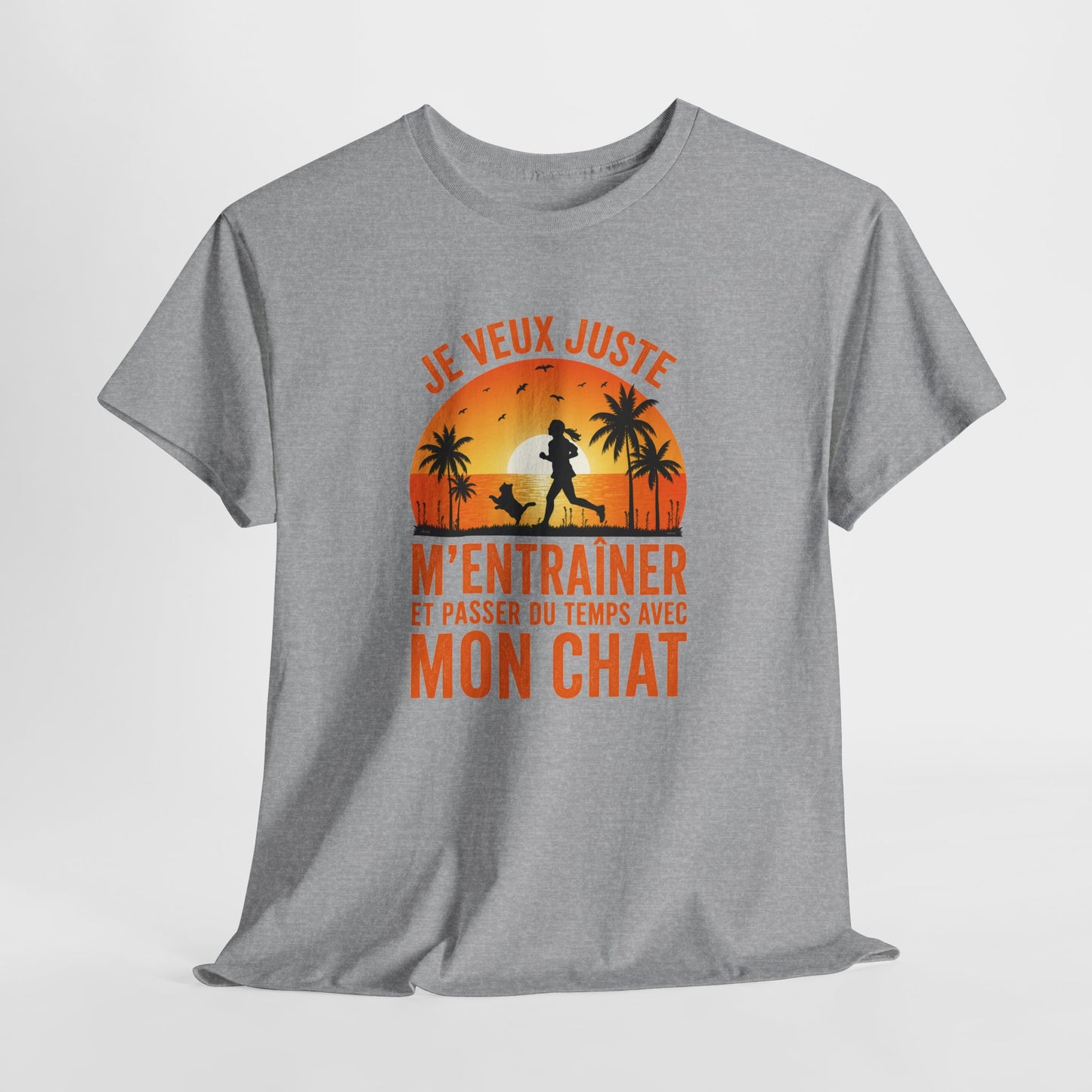 T-Shirt Femme Running avec Chat – Course à Pied Jogging Sport – Cadeau Coureuse Amoureuse des Chats