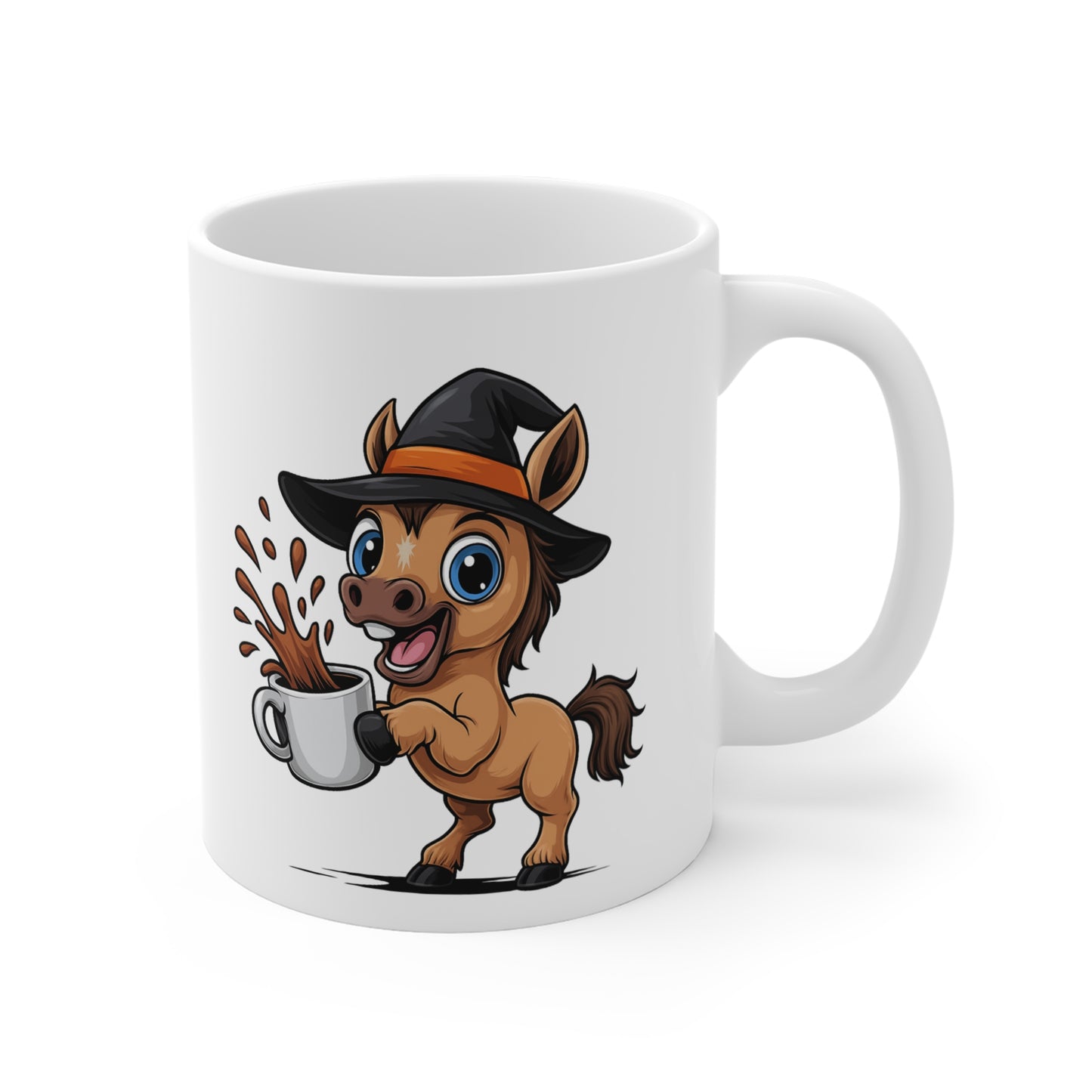 Tasse Cheval Sorcière Halloween – Mug Céramique Café 325ml – Cadeau Fantaisie Original