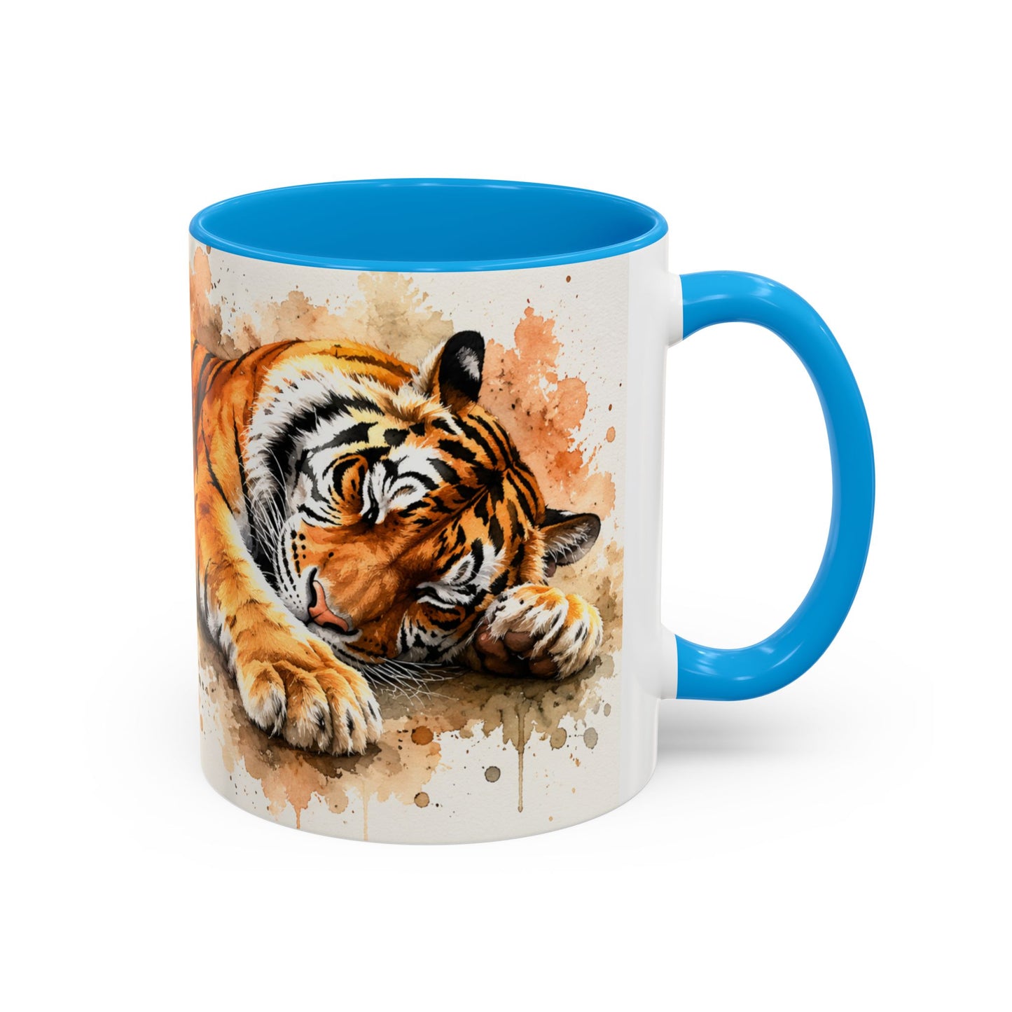 Tasse Tigre Aquarelle – Mug Tigre Endormi Relaxant – Cadeau Animal Sauvage Homme Femme 325ml