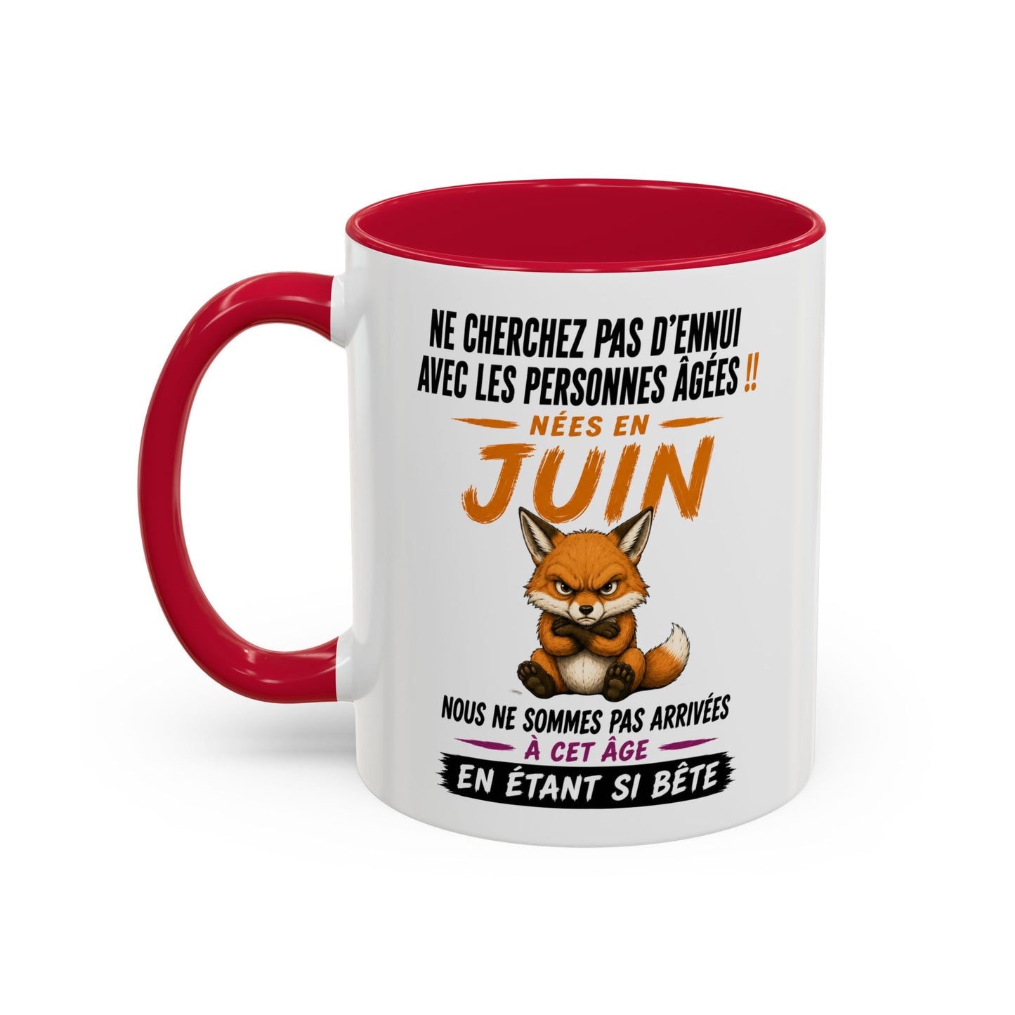 Tasse Humour Personnes Nées en Juin – Mug Renard Drôle Senior Retraité – Cadeau Anniversaire Homme Femme 325ml