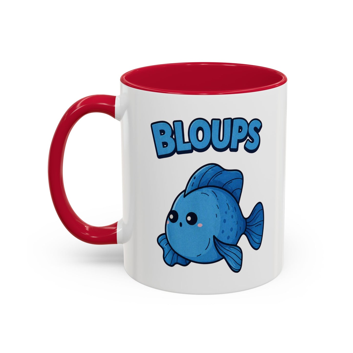 Mug Poisson Bleu Kawaii Homme – Tasse Humour Bloups – Cadeau Original Drôle Animal Marin Café Thé 325ml