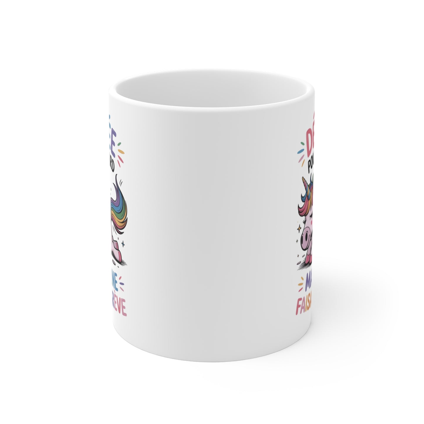 Mug Licorne Drôle – Désolée Pour Le Retard Ma Licorne Faisait La Grève – Tasse Humoristique Arc-en-ciel – Cadeau Original 325 ml