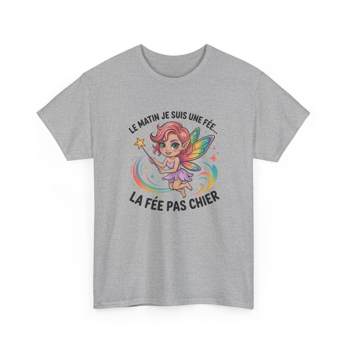 Tee Shirt Femme Le Matin Je Suis Une Fée La Fée Pas Chier – T-shirt Humour Femme Fée – Cadeau Drôle
