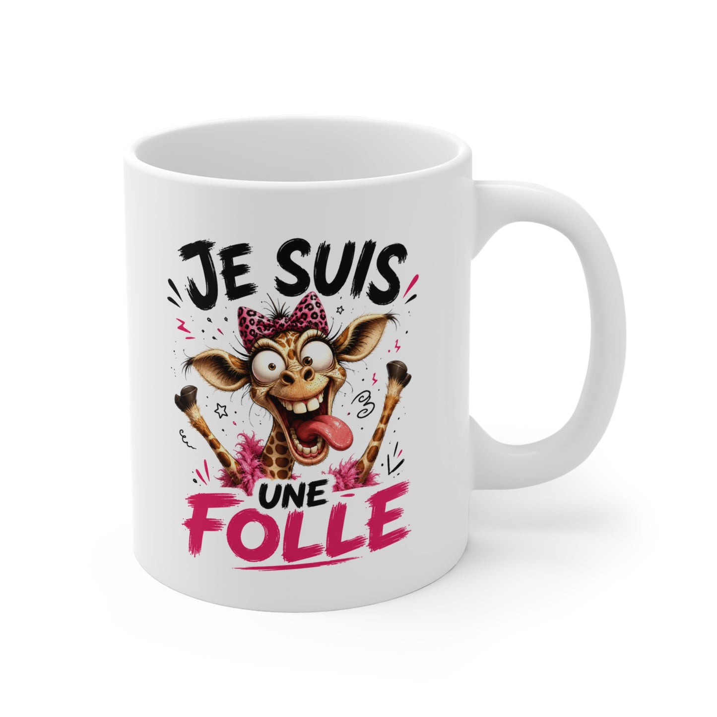 Tasse Je Suis Une Folle – Mug Humour Femme avec Girafe Délirante – Cadeau Drôle Femme 325ml