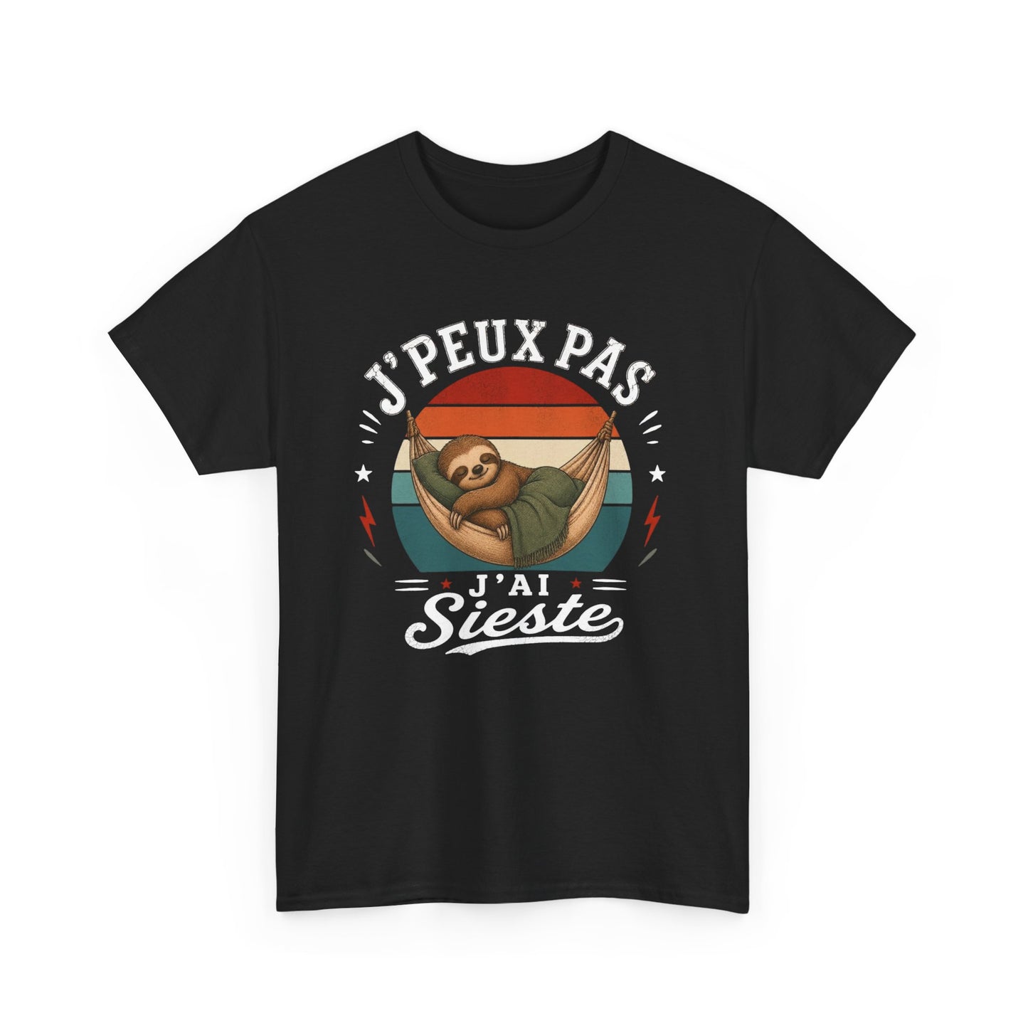 T-Shirt J’Peux Pas J’Ai Sieste – Tee Shirt Humour Paresseux Vintage – Cadeau Repos Homme Femme