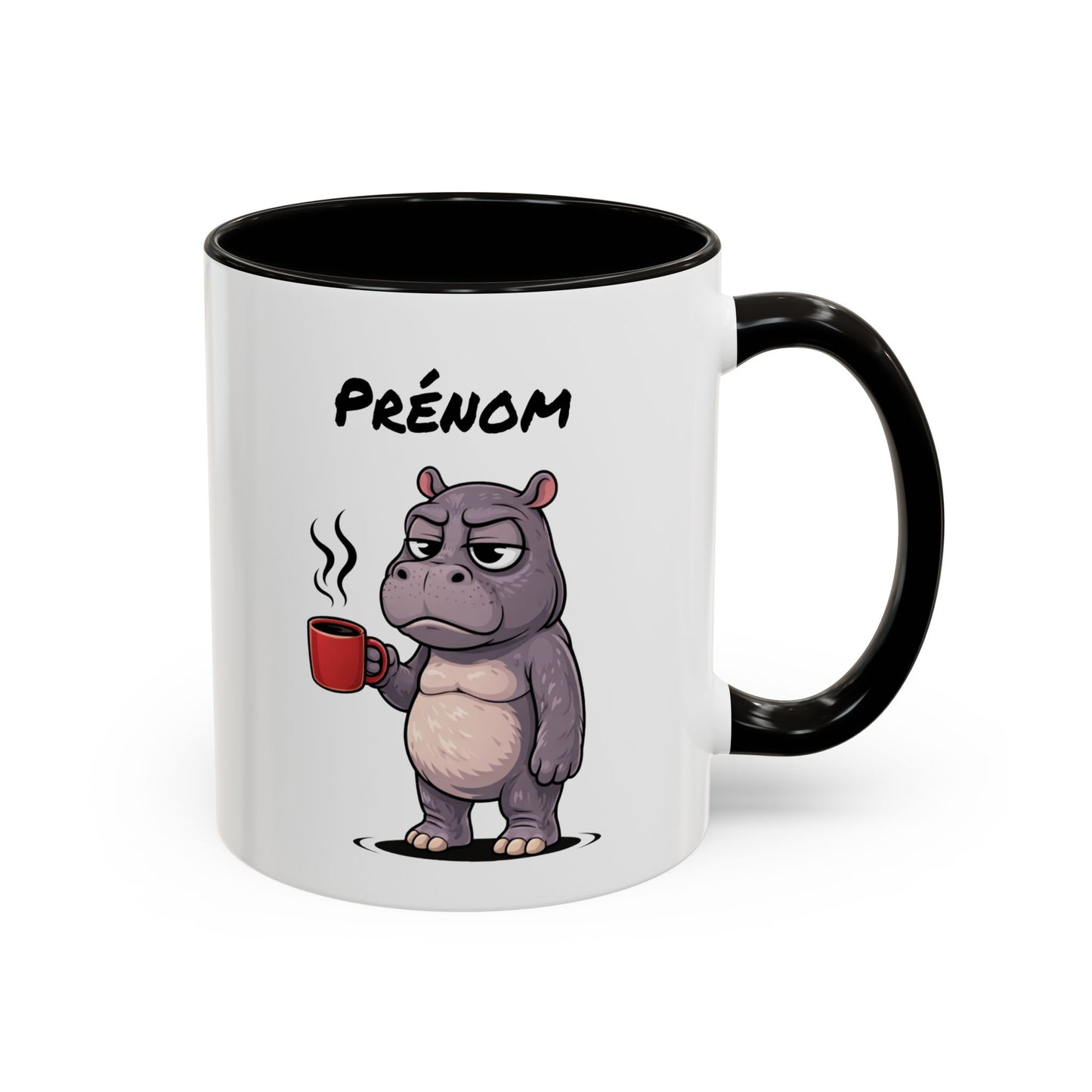 Mug Hippopotame Fatigué Personnalisable 325ml – Tasse Café Humour Animal Drôle Réveil Difficile Travail