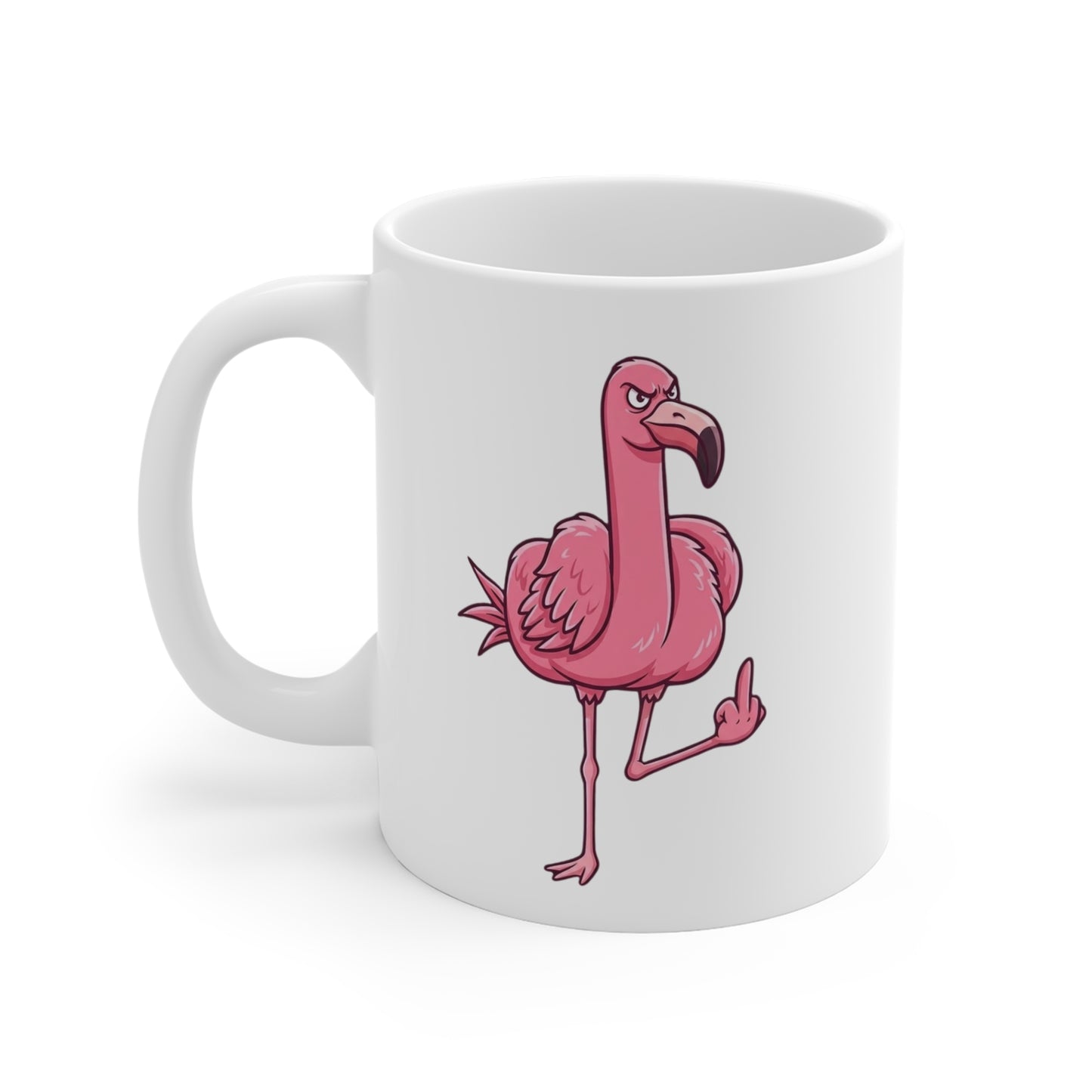 Mug Flamant Rose Doigt Humour – Tasse Animal Drôle Rebelle – Cadeau Original Flamant Fun 325 ml