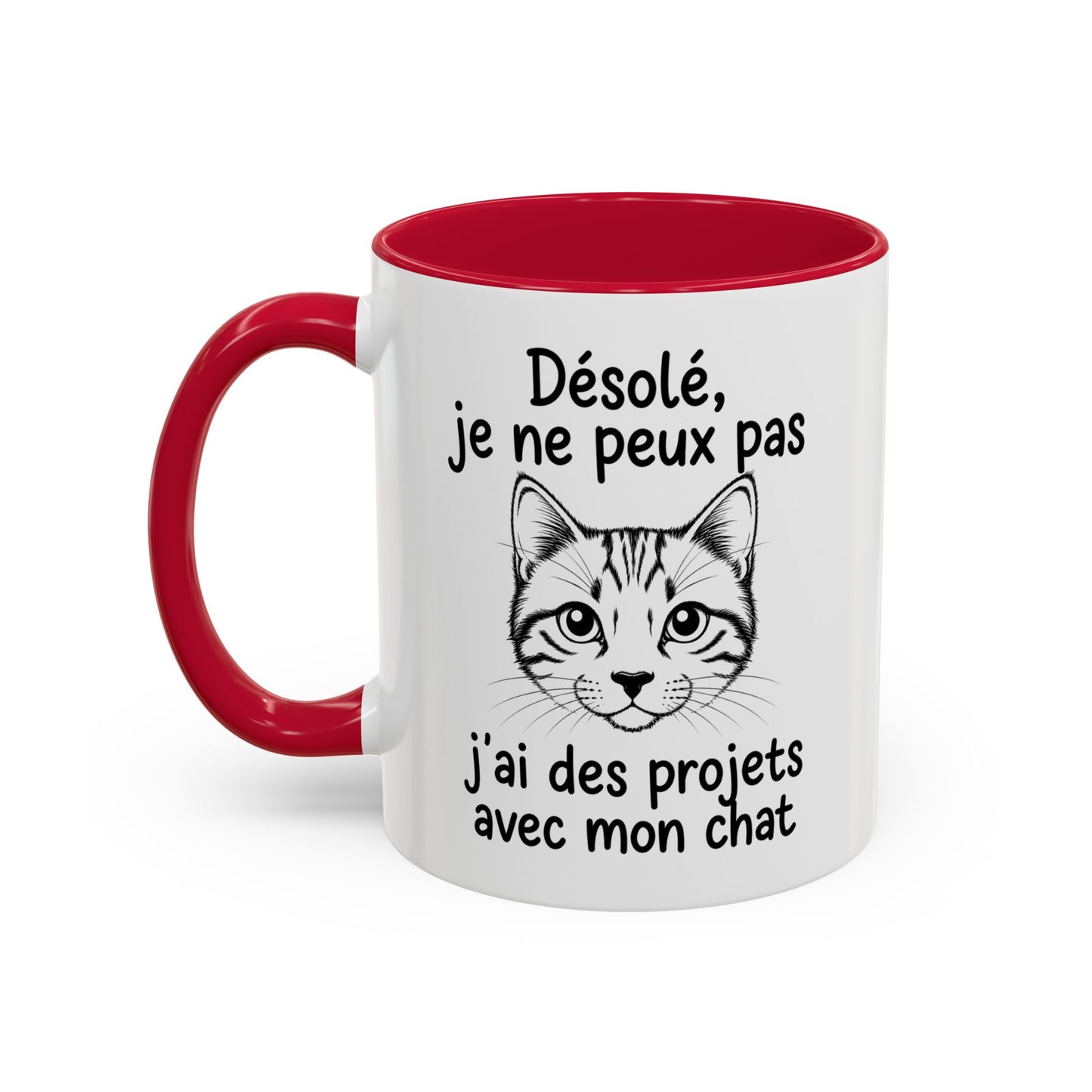 Tasse Chat Homme et Femme – Désolé je ne peux pas j'ai des Projets avec mon Chat – Mug Humour  – Cadeau Original pour Amoureux des Chats – 325 ml