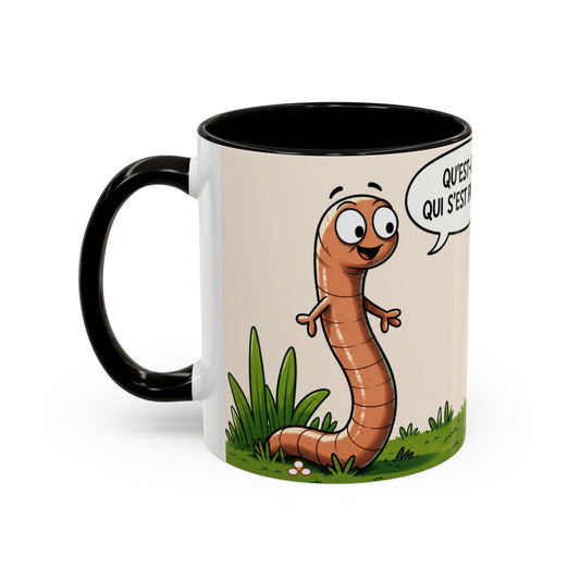 Tasse Ver de Terre Humoristique – Mug “Le Piaf Du Matin M’a Repéré” – Cadeau Drôle Homme Femme 325ml