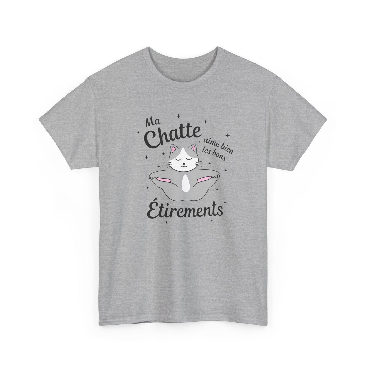 Tee-Shirt Chat Humour Femme – Félin Yoga Étirements – Cadeau Original Drôle pour Amoureuse des Chats