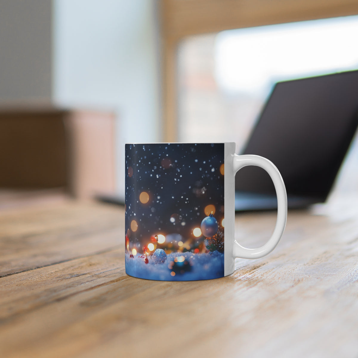 Mug Pingouin de Noël avec Sucre d’Orge – Tasse Hiver Neige et Lumières Festives – Cadeau Noël Homme Femme