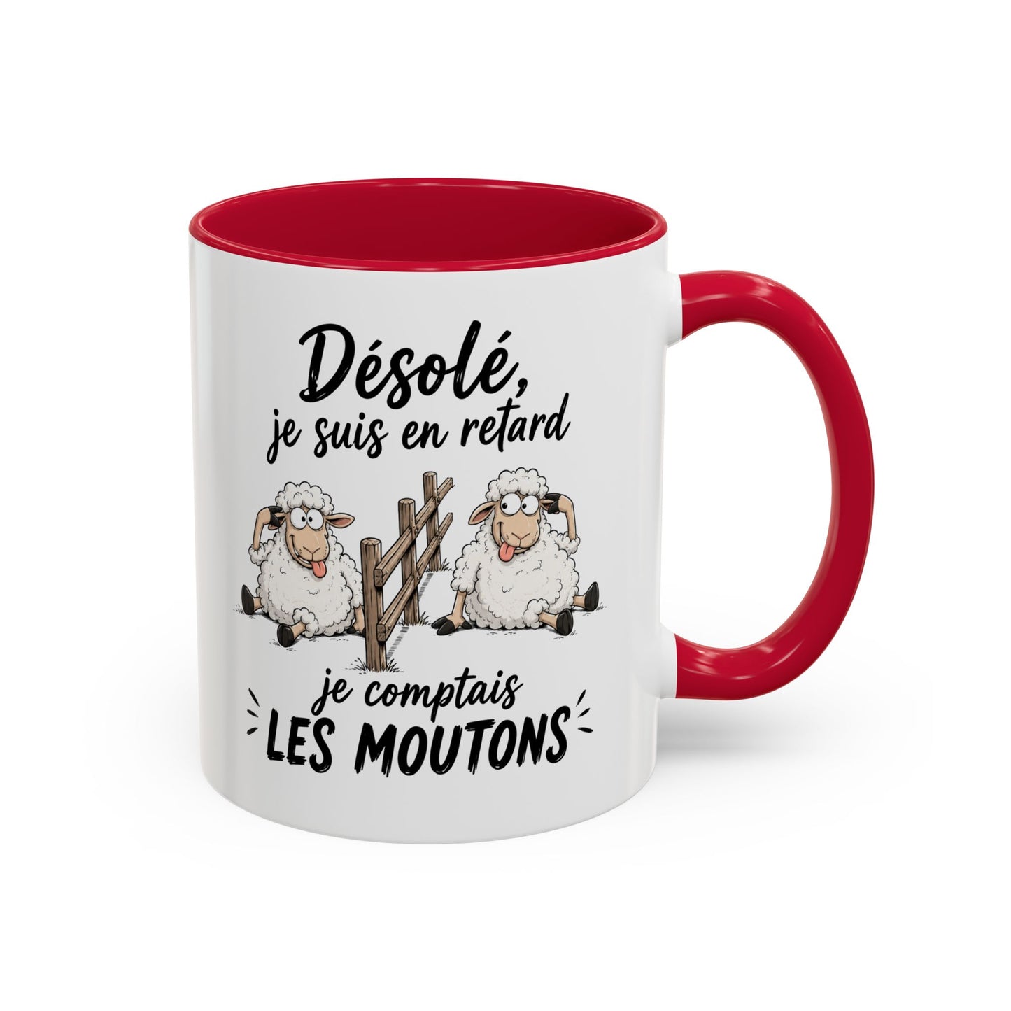 Tasse Humour Moutons – Désolé Je Suis en Retard Je Comptais les Moutons – Mug Rigolo et Original 325ml