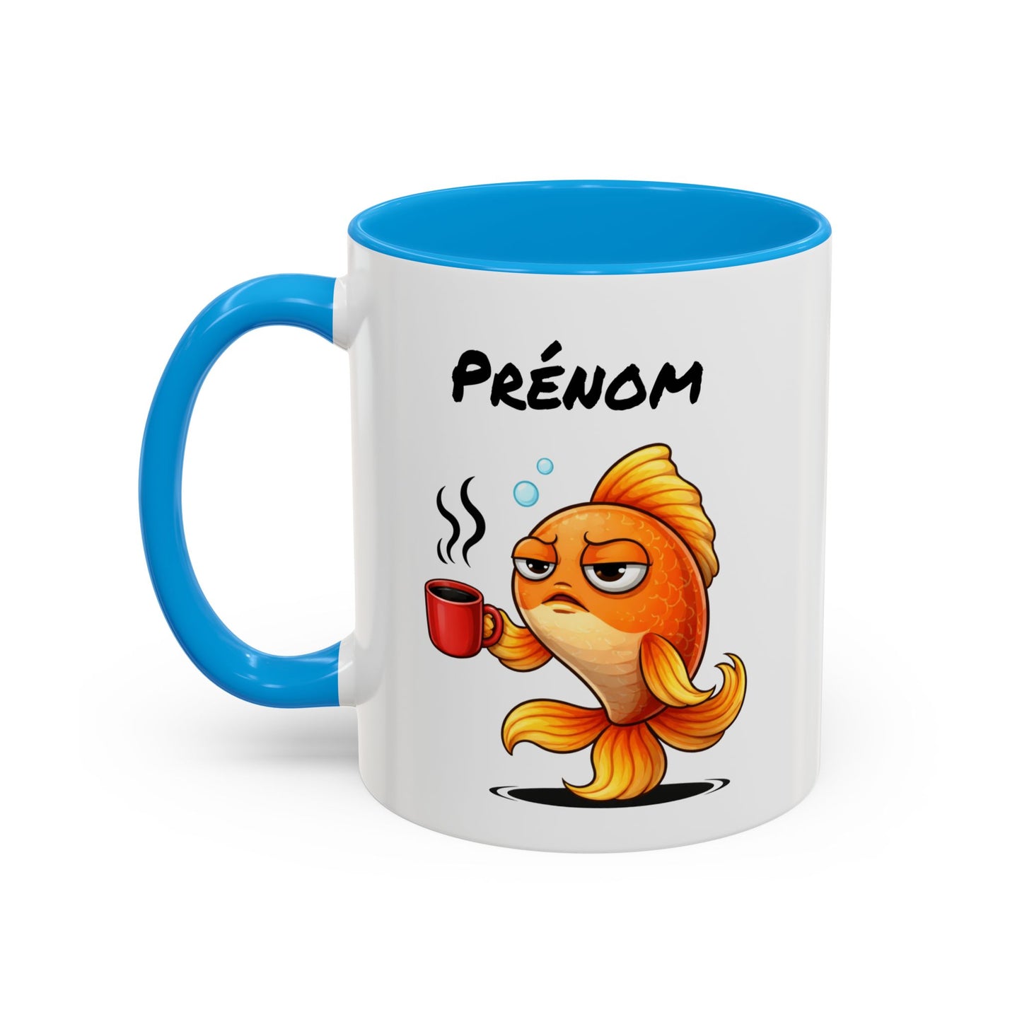 Mug Poisson Rouge Fatigué Personnalisable 325ml – Tasse Café Humour Animal Mignon Drôle Réveil