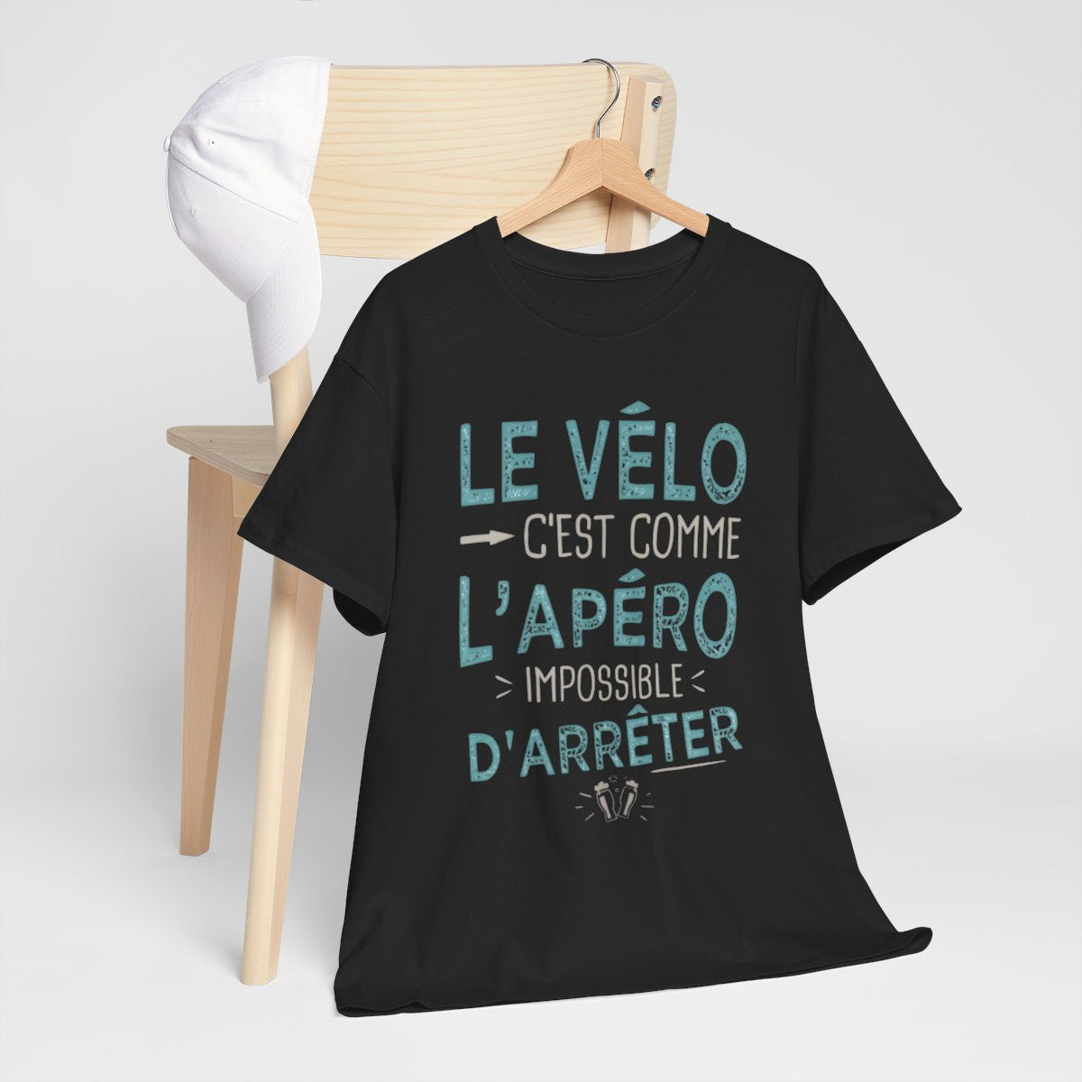 Tee Shirt Unisexe Le vélo c'est comme l'apéro impossible d'arrêter idée cadeau humour drôle amusant fun
