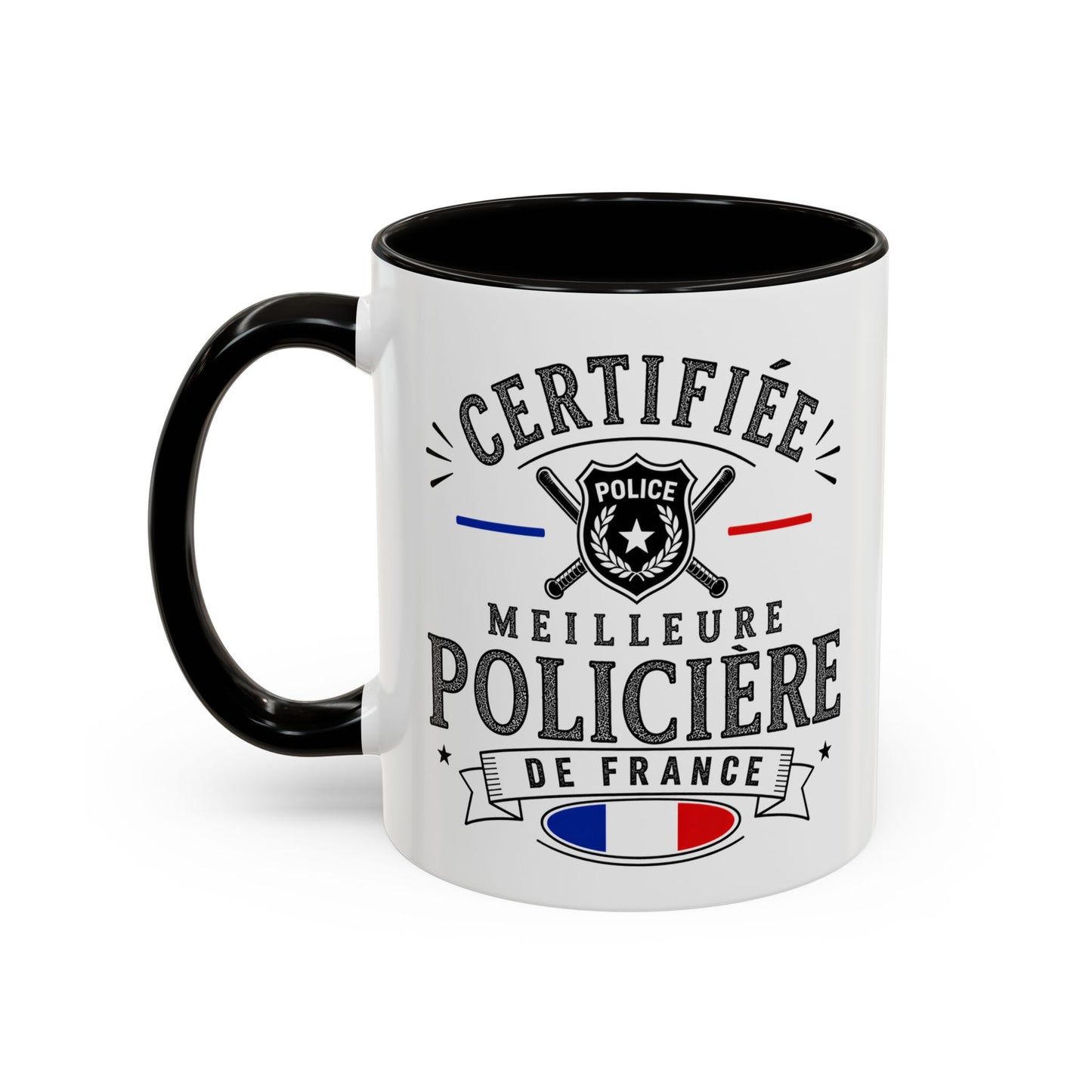 Mug Policière Femme – Certifiée Meilleure Policière de France – Tasse Métier Police – Cadeau Original Femme Policière