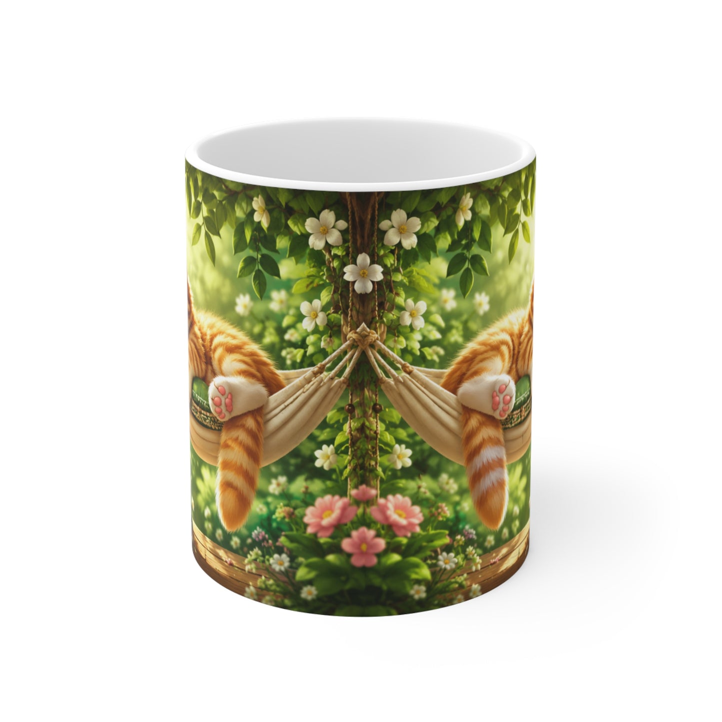 Tasse Chaton Endormi dans Hamac – Mug Chat Kawaii Relaxation – Cadeau Original Animal Mignon 325ml