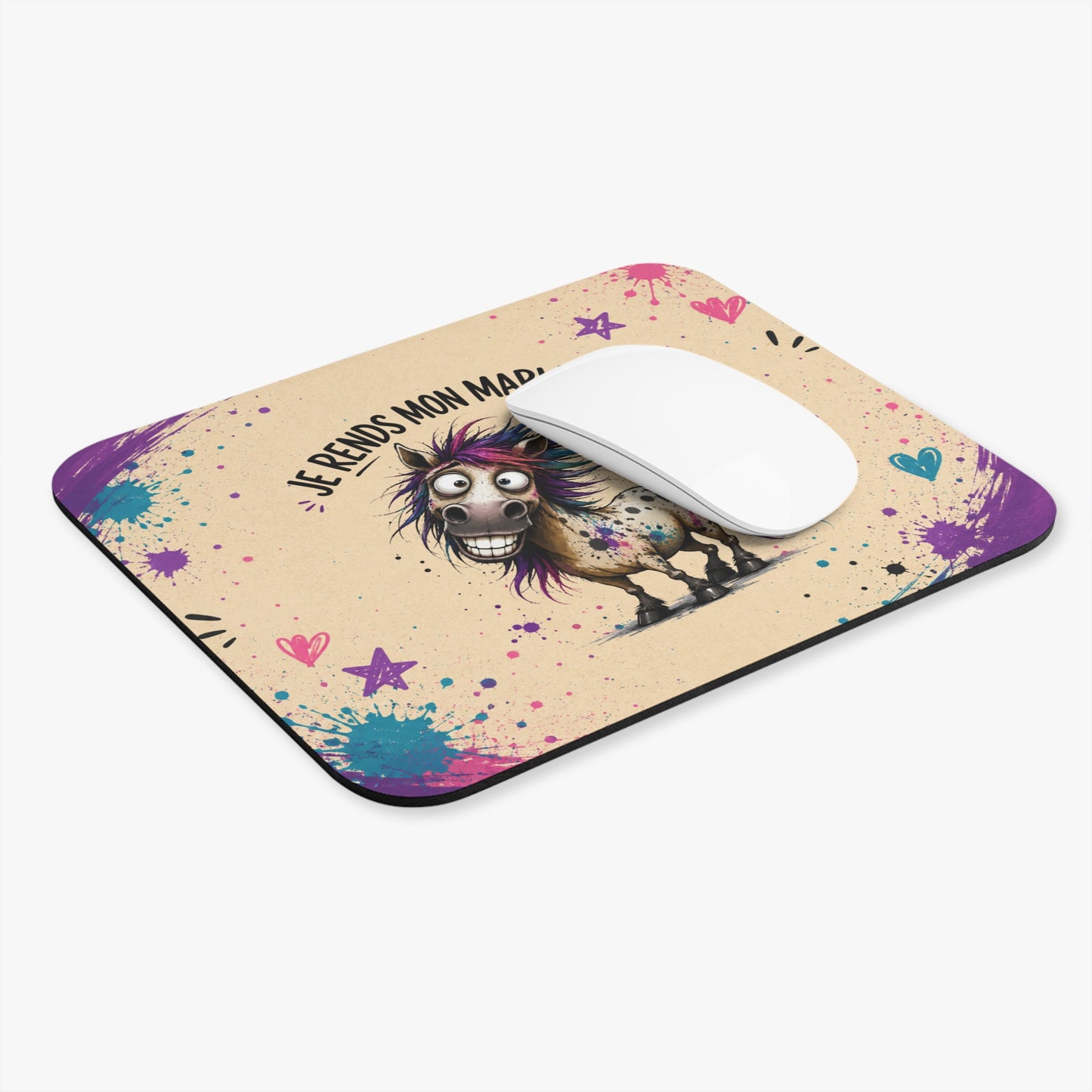 Tapis de Souris 22x18cm Je Rends Mon Mari Fou – Cheval Drôle – Cadeau Humour pour Mari et Couple